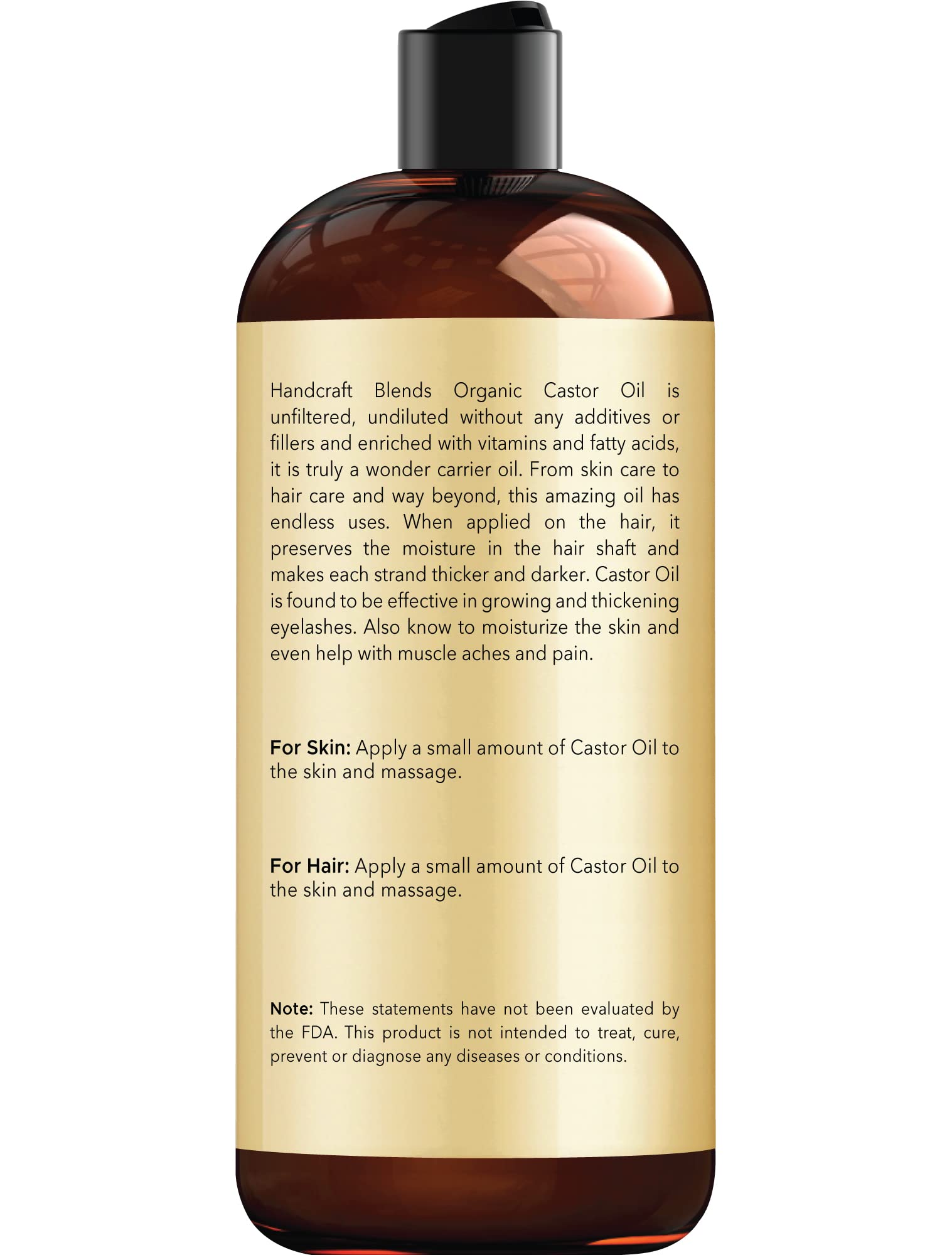 Handcraft Blends Organic Castor Oil for Hair Growth, Eyelashes and Eyebrows - 100% Pure Handcraft Blends uk supplements
