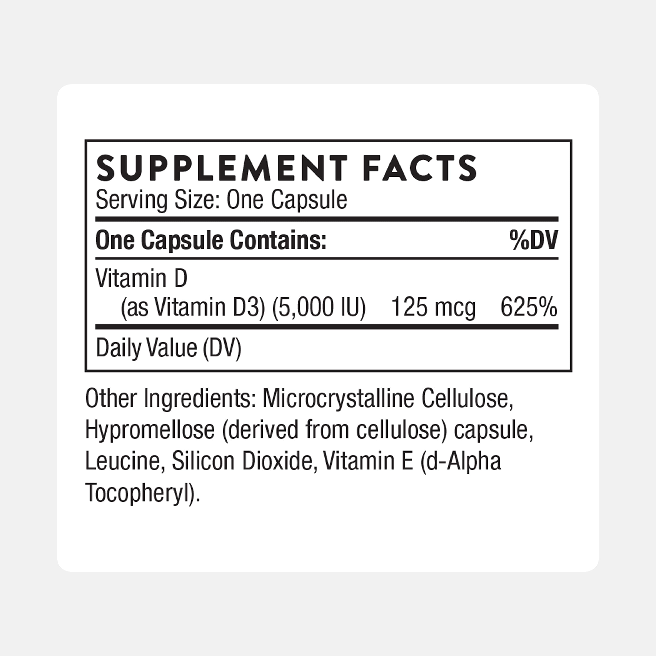 THORNE - Vitamin D-5000 - Vitamin D3 Supplement - Support Healthy Bones, Teeth, Muscles, Cardiovascular & Immune Function* - NSF Certified for Sport - Gluten-Free, Soy-Free - 60 Servings THORNE uk supplements