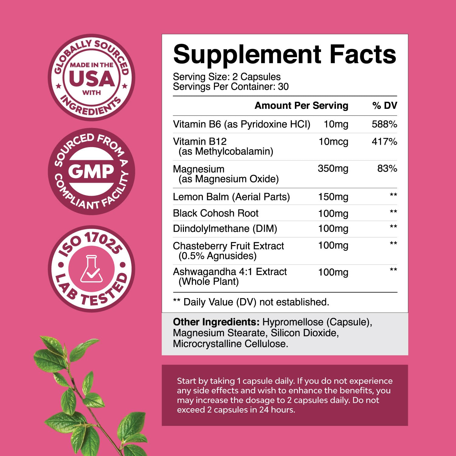 PMS Support Supplement for Women – Hormone Balance for Women & Menstrual Discomfort with DIM, Chasteberry, Black Cohosh & Ashwagandha - for Period Cramps Ease, Menopause Bloating, Mood Swing – 60 Ct Natures Craft uk supplements