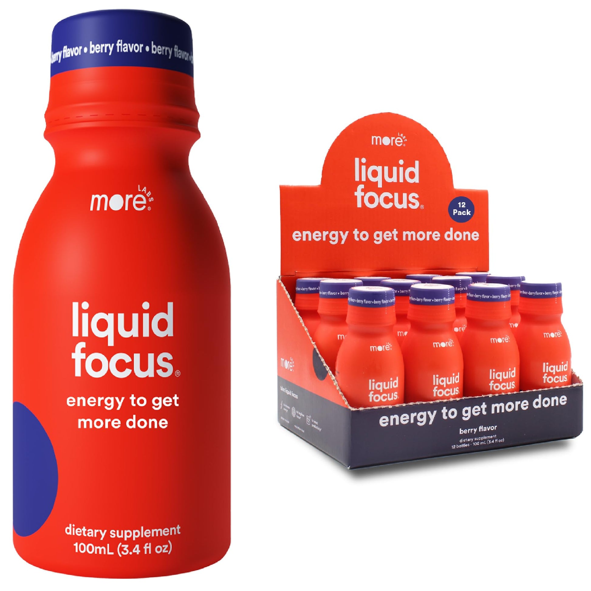 More Labs Liquid Focus, Nootropic Smart Drink with Powerful Antioxidants & Adaptogenic Herbs for Energy and Concentration, 150mg Caffeine (Pack of 12) More Labs uk supplements