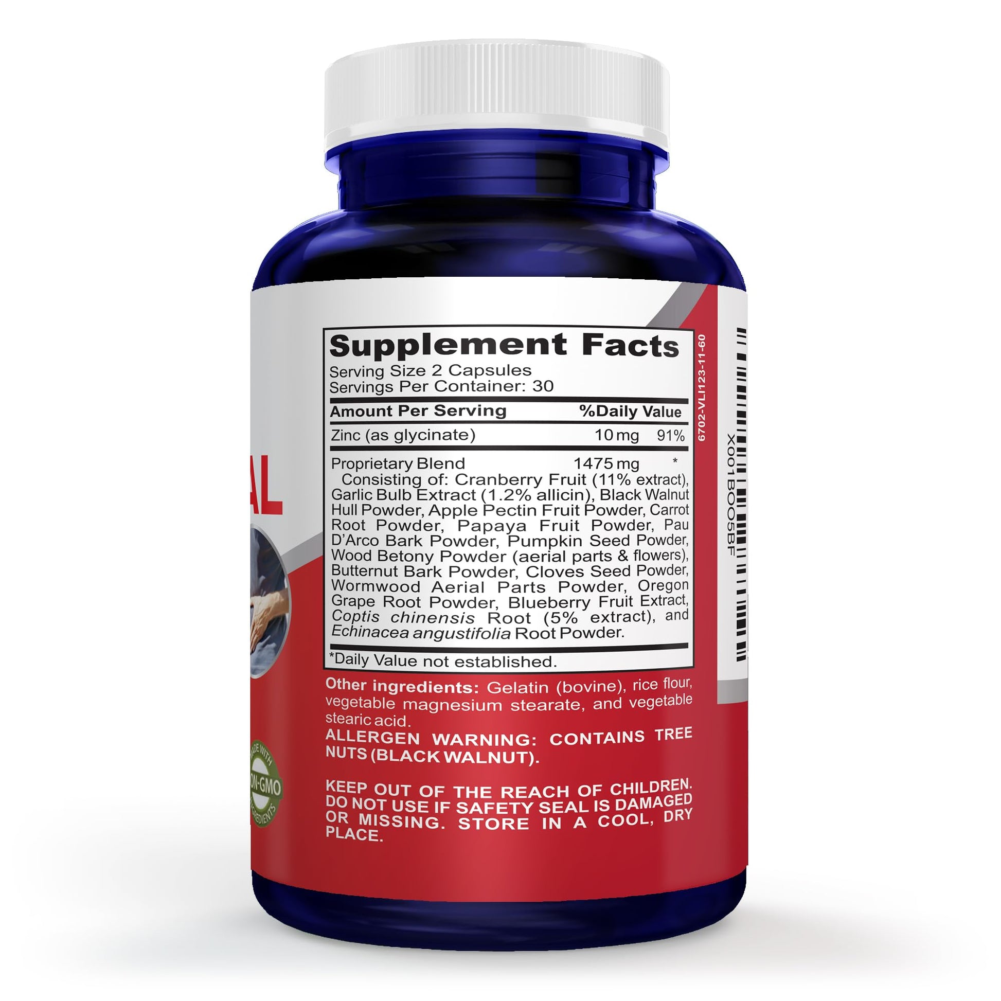 NusaPure Intestinal Support for Humans (Non-GMO), Wormwood, Garlic, Black Walnut Hull, 60 Capsules NusaPure uk supplements