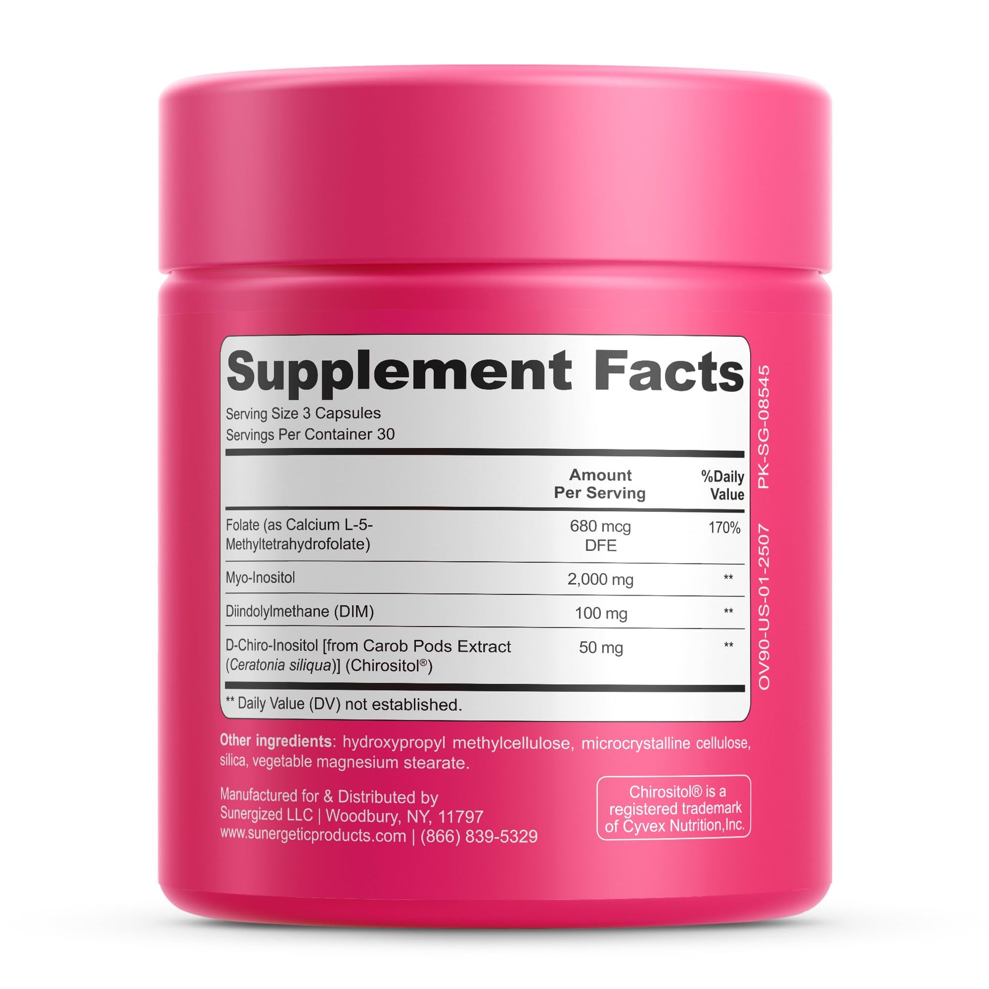 Premium Ovarian Health Support Supplement – Hormone Balance, Ovulation & Cycle Regularity - Myo-Inositol & D-Chiro Inositol Supplement for Women – 40:1 Inositol Ratio With Folate & DIM – 90 Capsules Sunergetic uk supplements