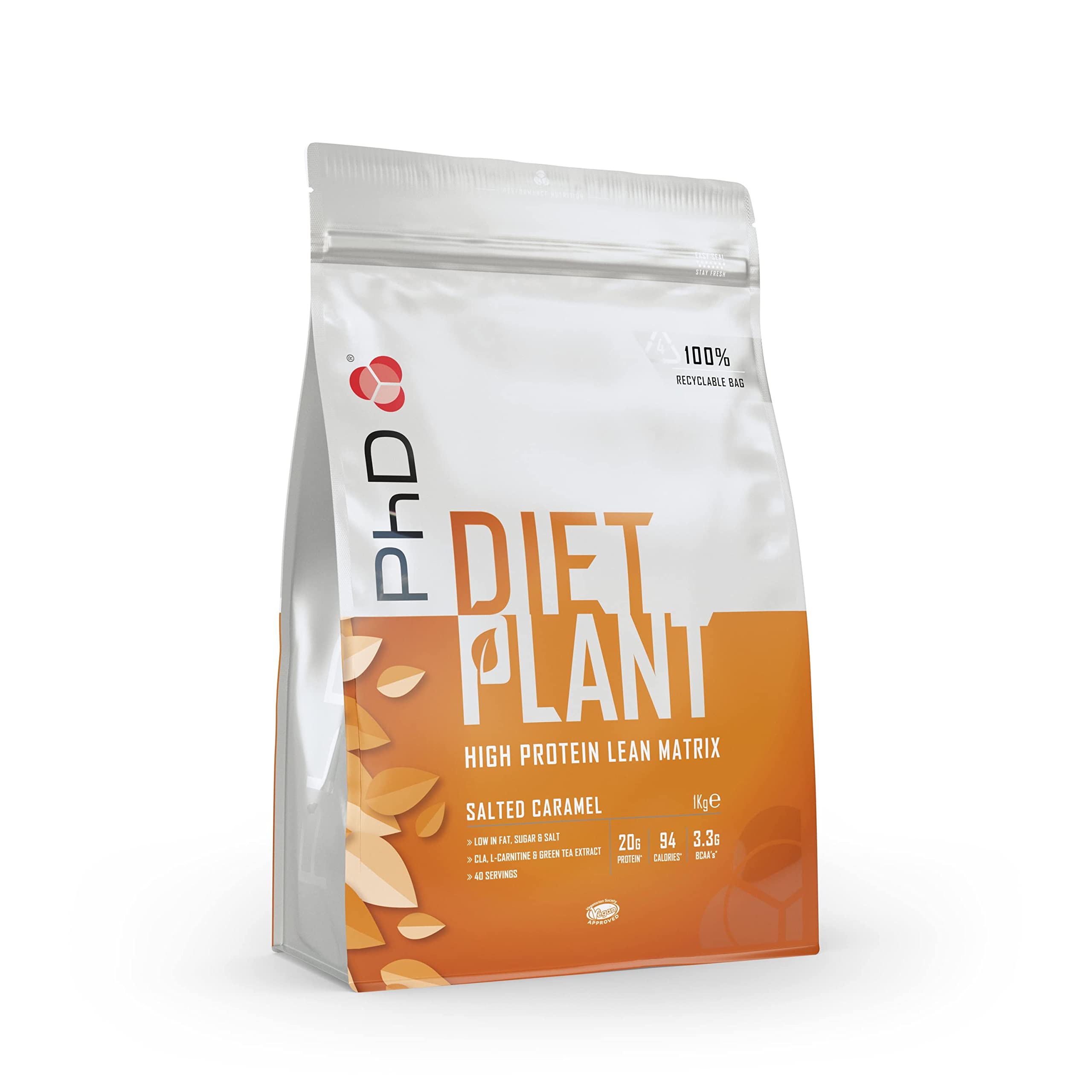 PhD Nutrition Diet Plant, Vegan Protein Powder Plant Based, Salted Caramel PhD uk supplements