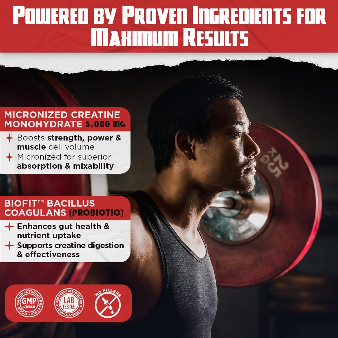 Old School Labs 5000mg Micronized Creatine Monohydrate with BioFit™ Probiotic - No Bloat Post-Recovery for Men & Women Supports Muscle Growth, Old School Labs uk supplements