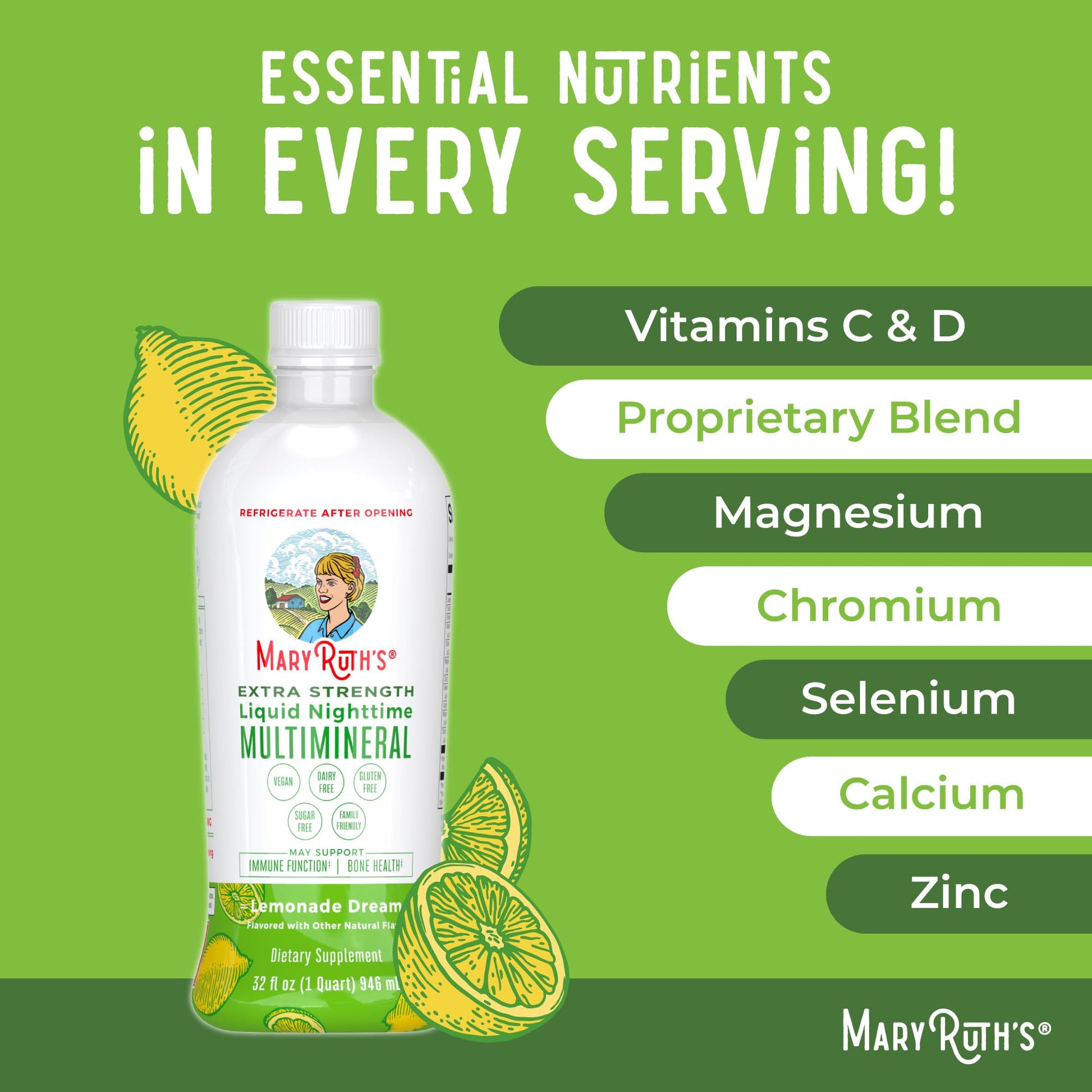MaryRuth Organics Extra Strength Nighttime Liquid Multimineral | Sugar Free | Calm Magnesium Citrate | NO Melatonin | Calcium Magnesium Zinc | Muscle Relaxation | Lemonade Flavor | Vegan | 32 Serving MARYRUTH'S uk supplements
