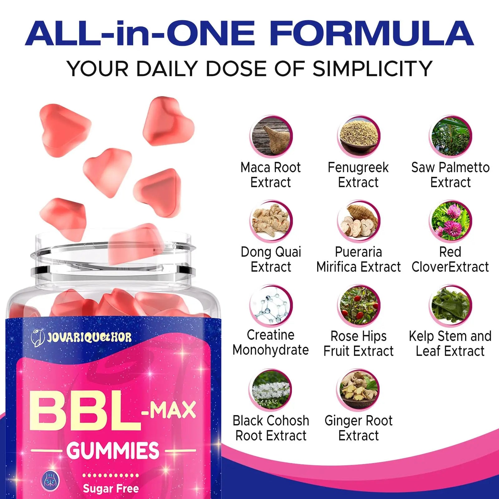 Jovariquethor Booty Gummies for Women - BBL Gummies with Multivitamins and Herbal Extracts - Peach Flavor - 60 Count Jovariquethor uk supplements