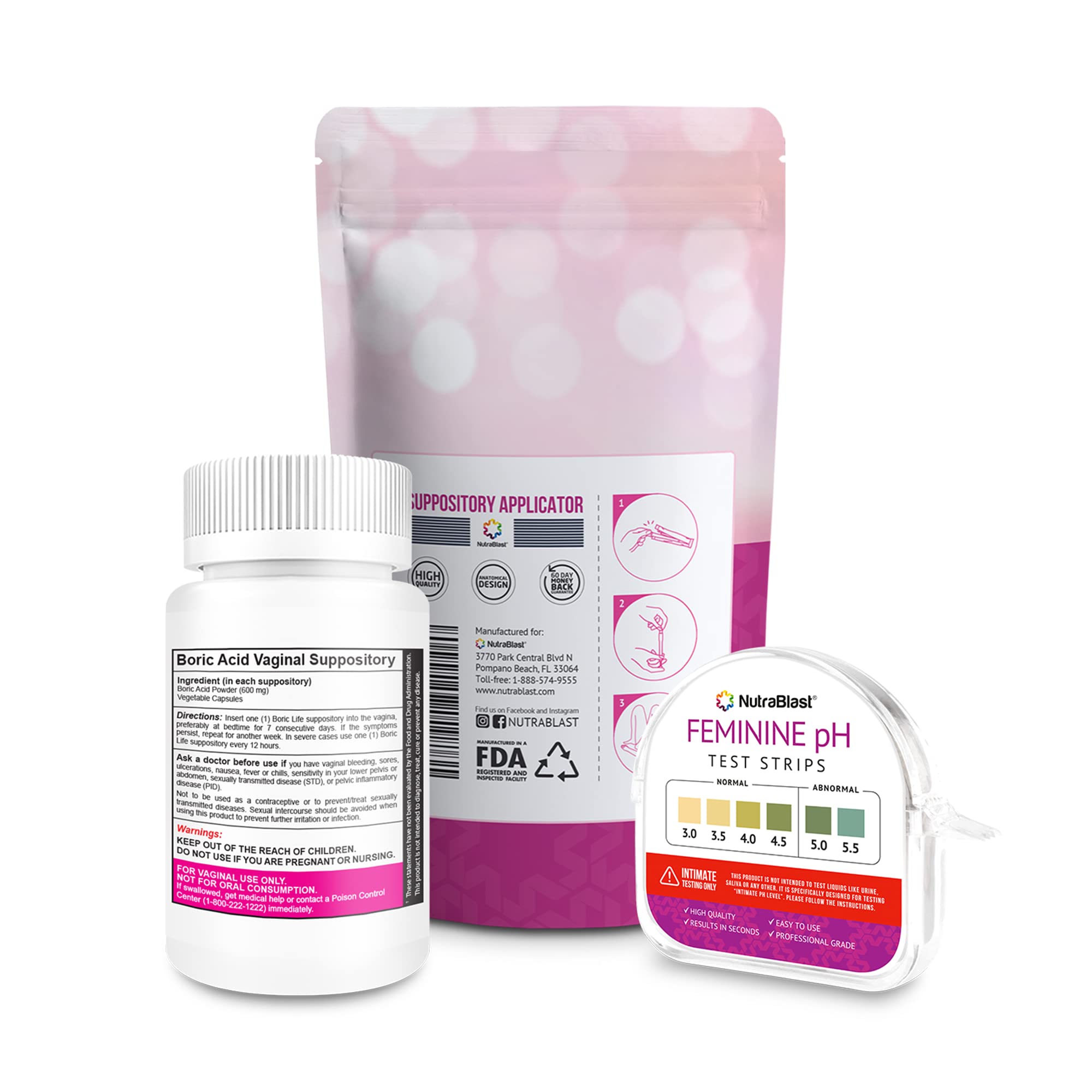 NutraBlast Boric Acid Vaginal Suppositories 600mg (30 Count) w/Disposable Vaginal Suppository NutraBlast uk supplements