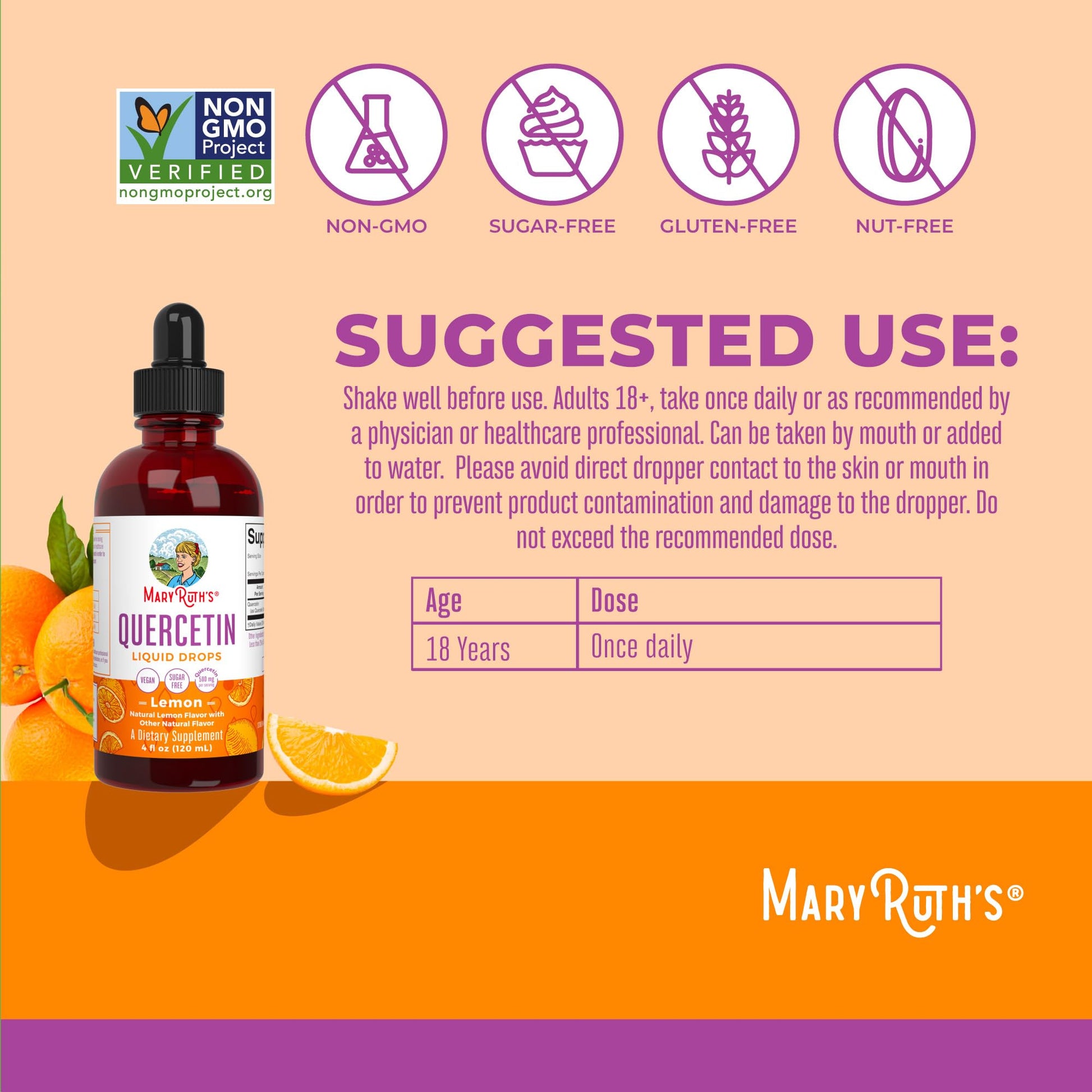 MaryRuth Organics Quercetin Liquid Drops | Sugar Free | 500mg for Adults 18 & Over | Cardiovascular Health for Adults | Bioflavonoid | Vegan | Non-GMO | Gluten Free | 4 Fl Oz MARYRUTH'S uk supplements