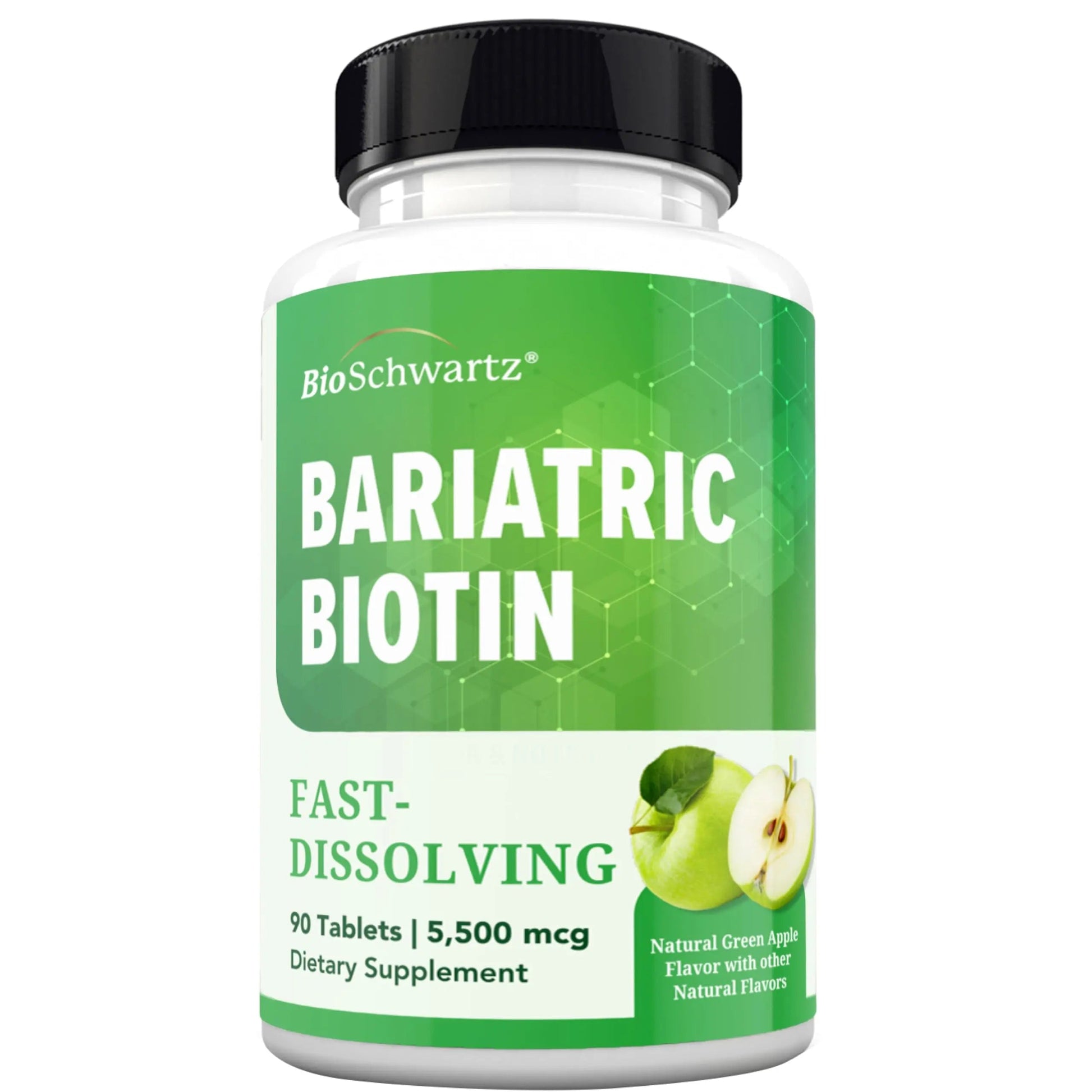 BioSchwartz Bariatric Biotin Chewable Tablets - 5500mcg Biotin per Serving - Green Apple Flavor, 3 Month Supply - Sugar-Free Hair Skin Nails Vitamins BioSchwartz uk supplements