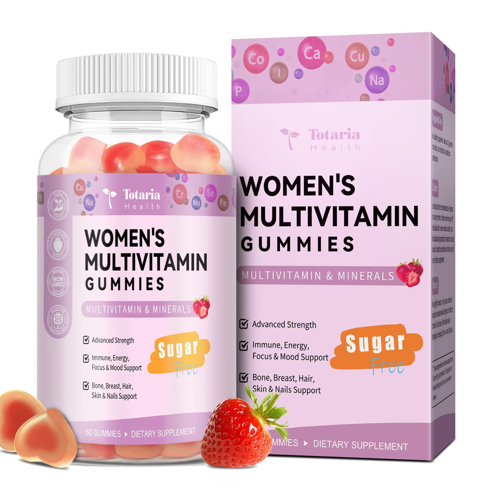 Totaria Sugar Free Multivitamin Gummies for Women 14+ w/Iron, Inositol, Folate, Biotin, Womens Daily Multivitamin Gummy w/Vitamin A, C, B, D3, K2 Totaria uk supplements