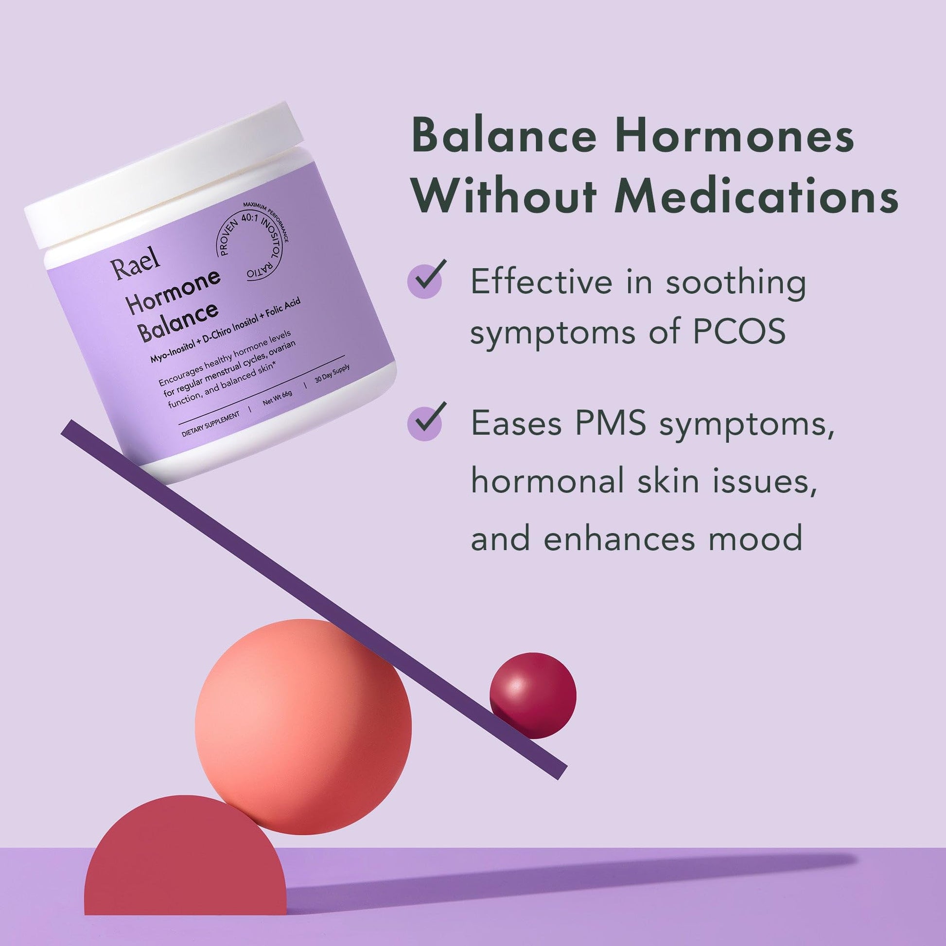 Rael Hormone Balance for Women, Myo Inositol Powder - Myo-Inositol & D-Chiro Inositol Rael uk supplements
