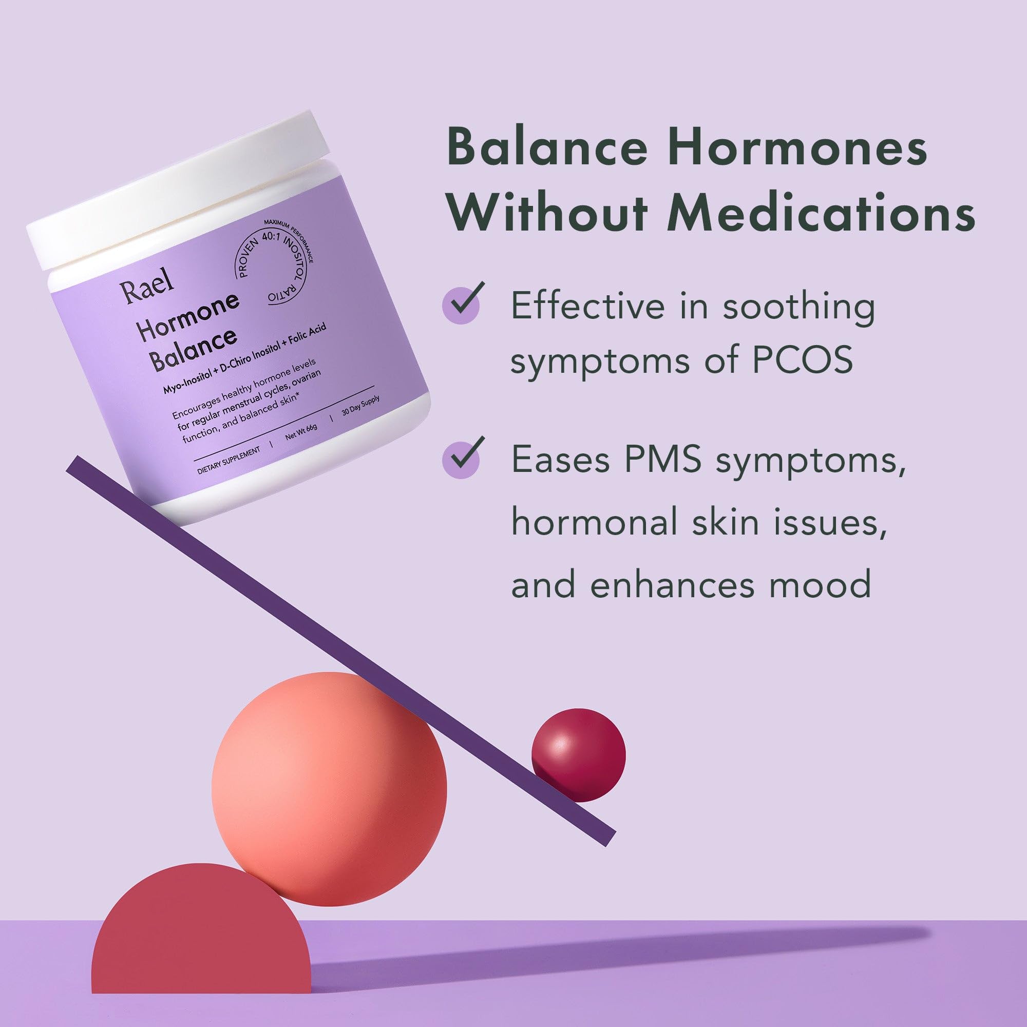 Rael Hormone Balance for Women, Myo Inositol Powder - Myo-Inositol & D-Chiro Inositol Rael uk supplements