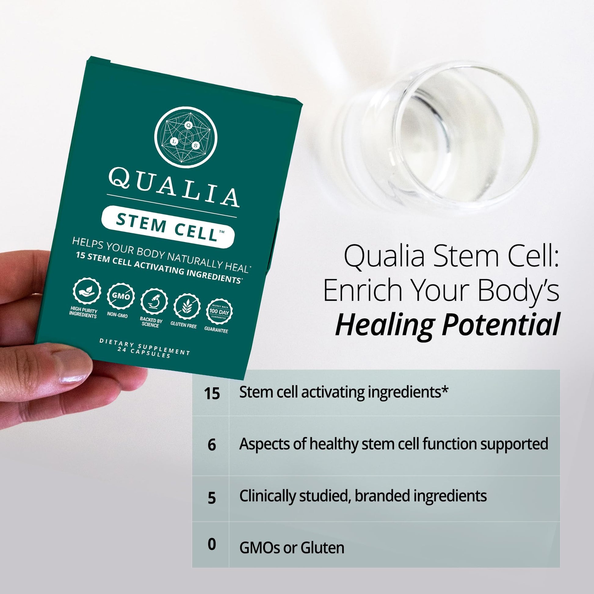 Qualia Stem Cell — Stem Cell Supplement Support with Royal Jelly, Astragalus & Sea Buckthorn | 16 Ingredients | 4 Days a Month | Helps Body Naturally heal* QUALIA LIFE SCIENCES uk supplements