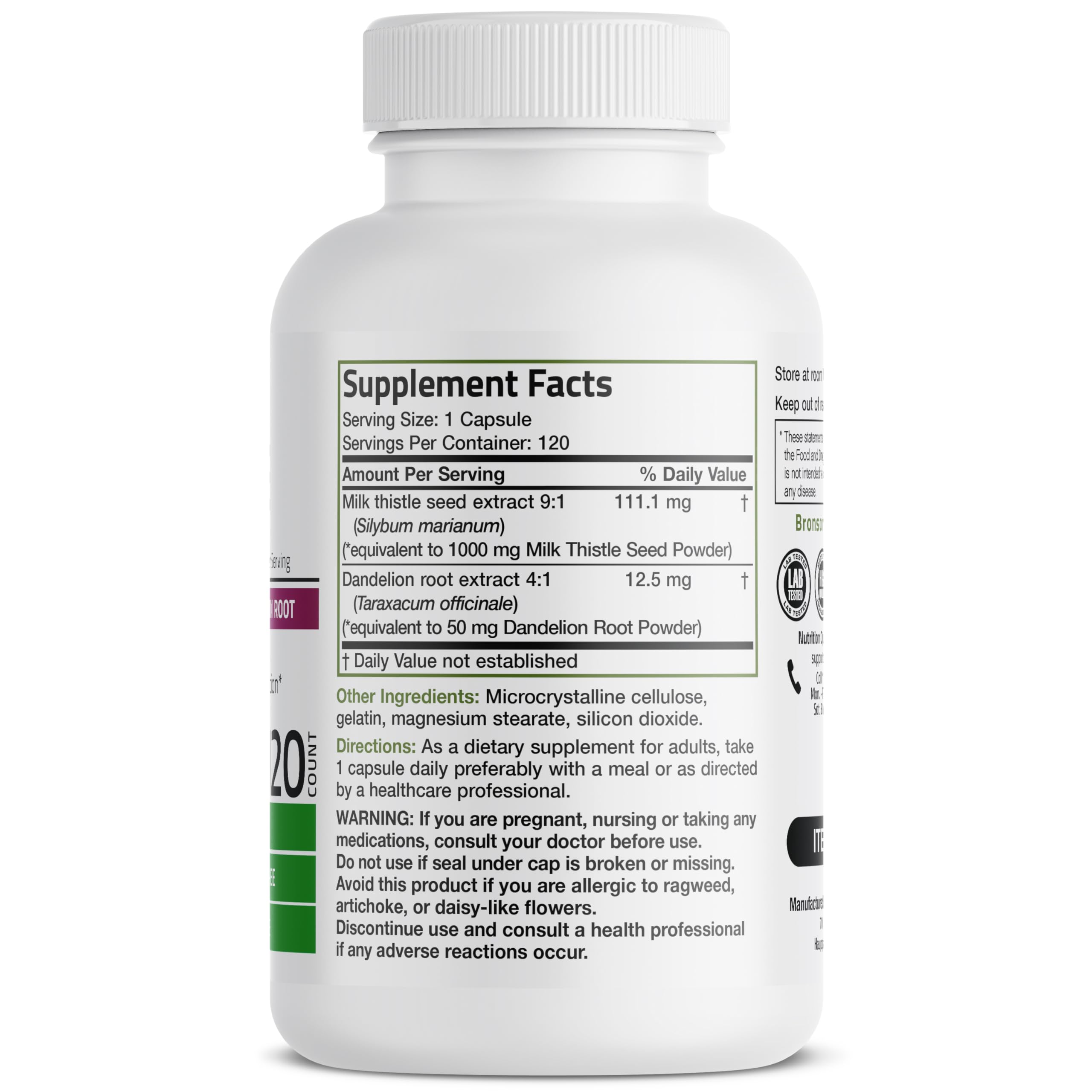 Bronson Milk Thistle Silymarin Marianum & Dandelion Root Liver Health Support Bronson uk supplements