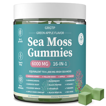 Sea Moss Gummies 16-in-1 - Ashwagandha Black Seed Oil Bladder Wrack Turmeric Vitamin C & D3 with Manuka Burdock Root Dandelion Yellow Dock Natural Detox & Liver Health Immune Support, Energy Boost GRGTP uk supplements