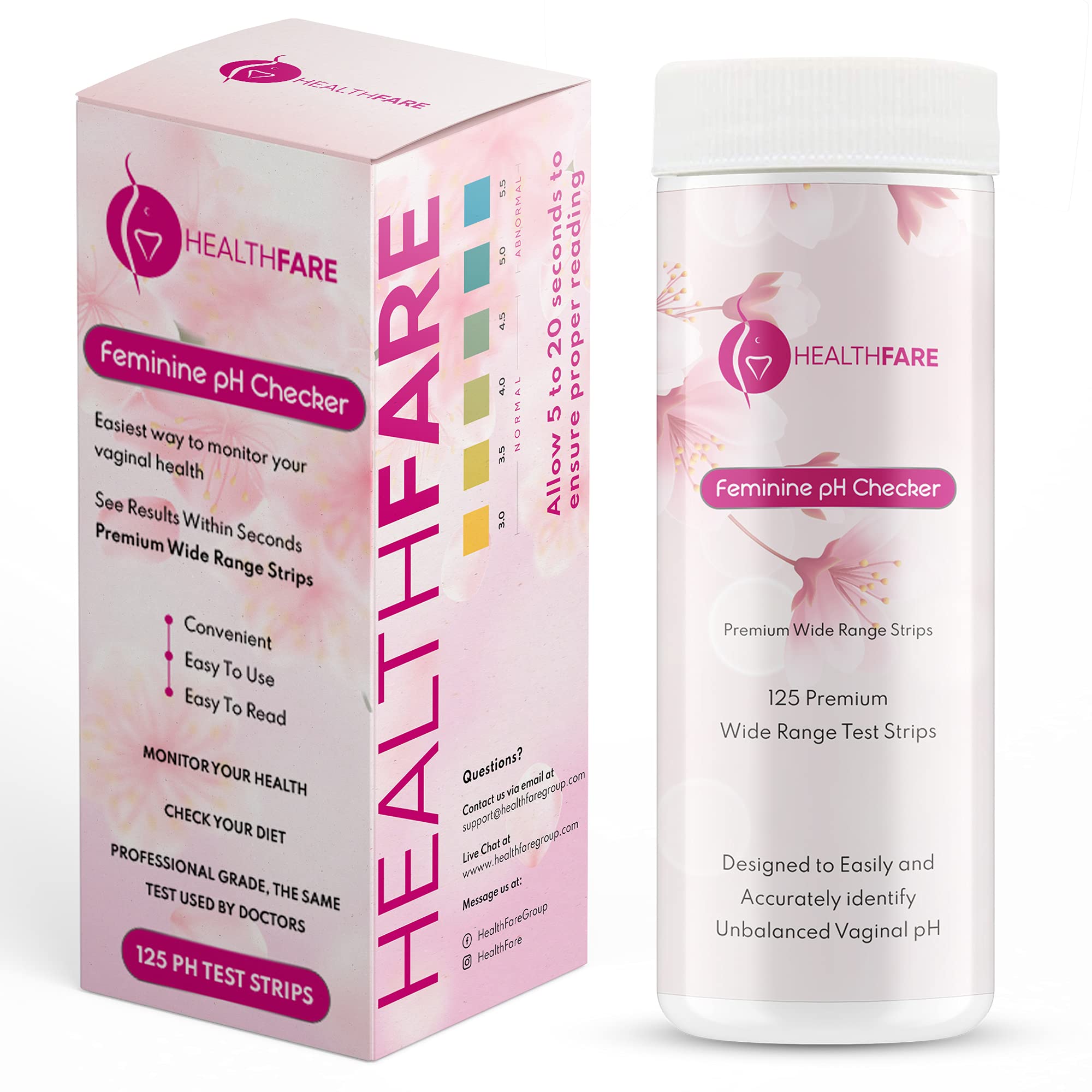 Healthfare Feminine pH Checker Test Strips to Monitor Intimate Health, Balance pH Level 3.0-5.5 Healthfare uk supplements