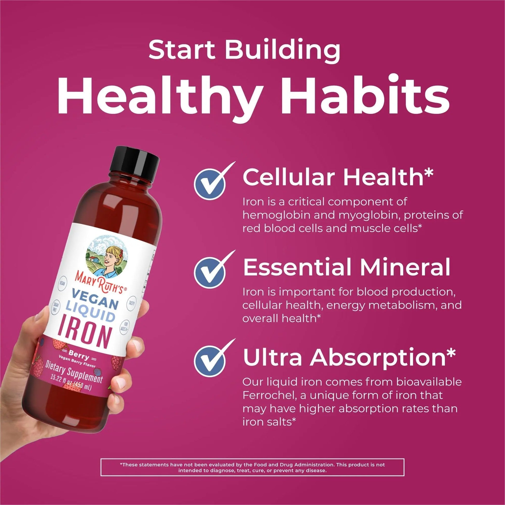 MaryRuth's MaryRuth's Liquid Morning Multivitamin +Hair Growth (Peach Mango, 15.22oz) & Iron Liquid (Berry) | Clean Label Project Verified® | MARYRUTH'S uk supplements