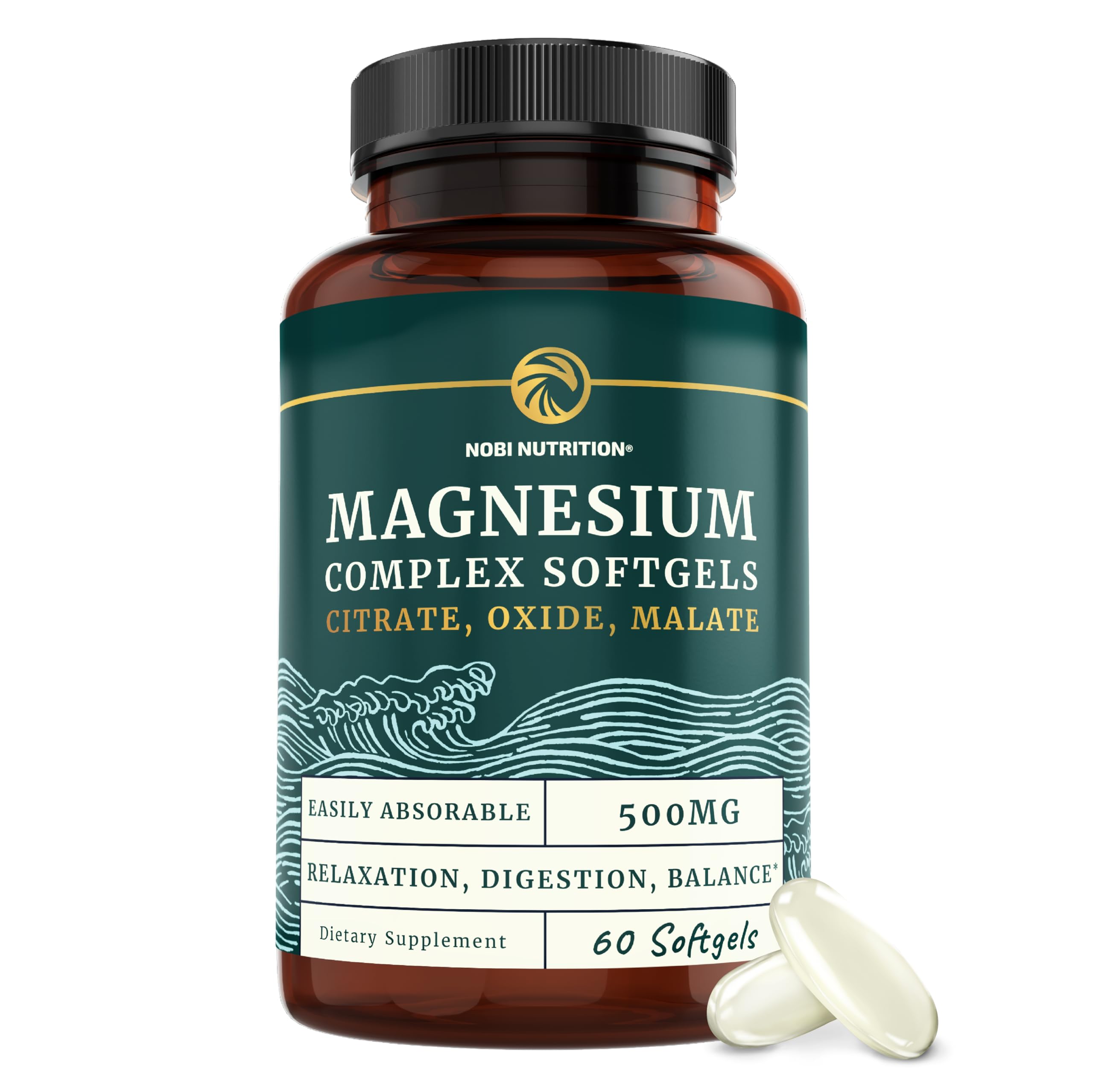 Triple Magnesium Softgels | Citrate, Malate, & Oxide | Highly Absorbable Magnesium Nobi Nutrition uk supplements