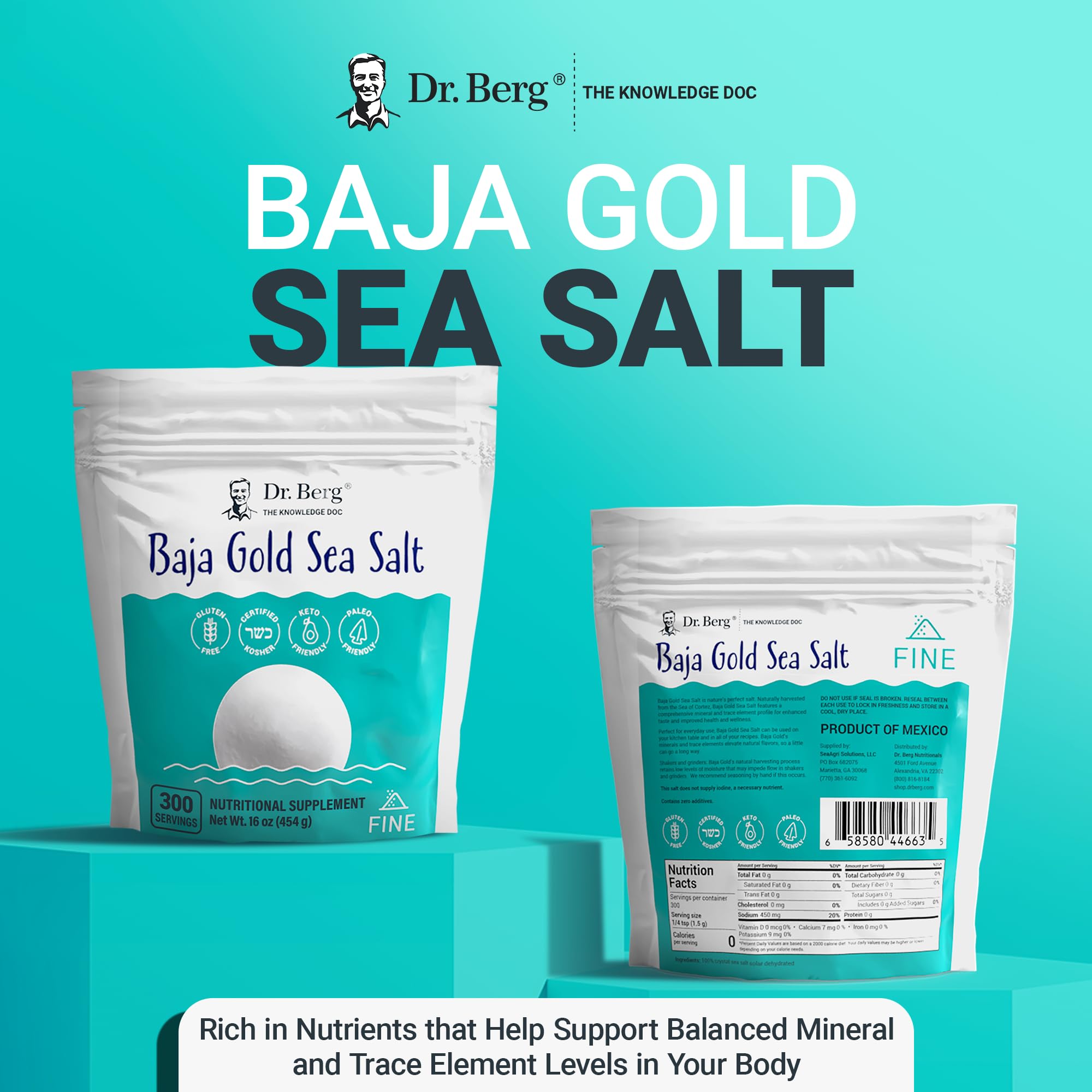 Dr. Berg's Baja Gold Sea Salt Organic - Natures Fine Sea Salt Support For Hydration Dr. Berg Nutritionals uk supplements