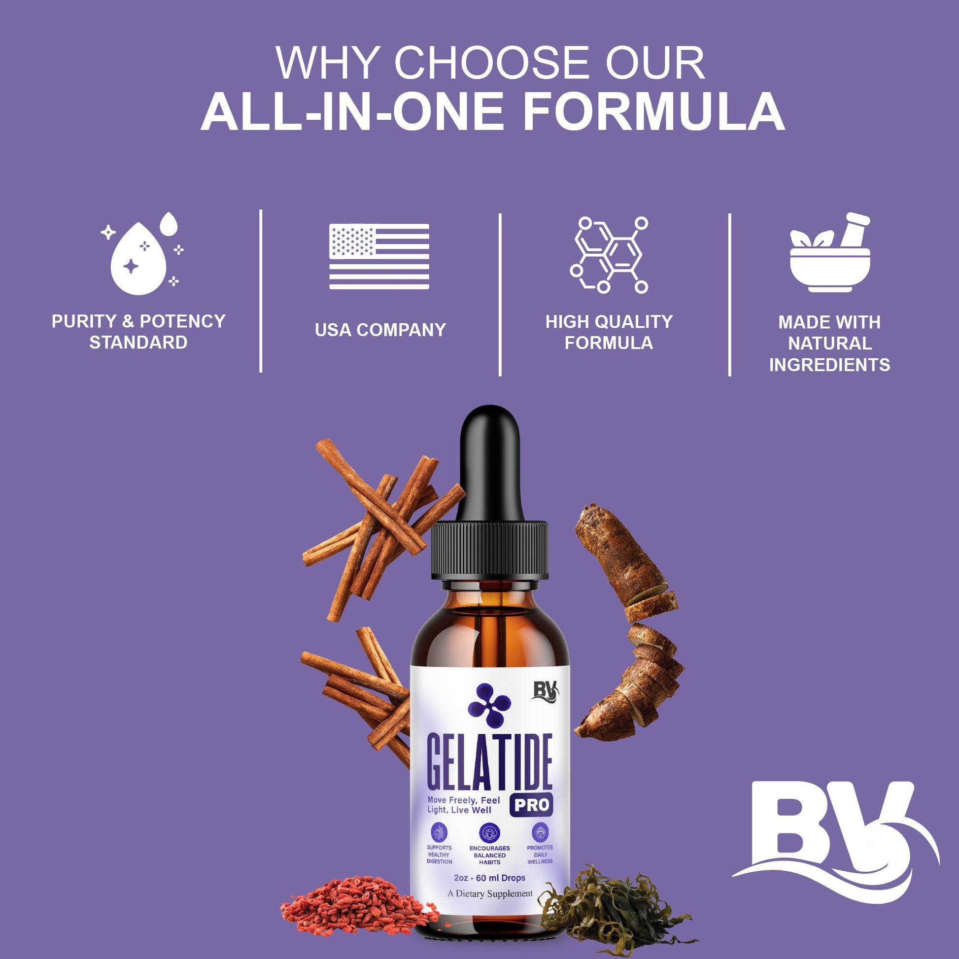 BLUE VIBE Gelatide Liquid Drops, Gela Tide Advanced Maximum Strength Overall Health & Wellness Support Supplement, Gelatide Premium Daily Health and Overall Energy Formula (2oz / 60ml) BLUE VIBE uk supplements
