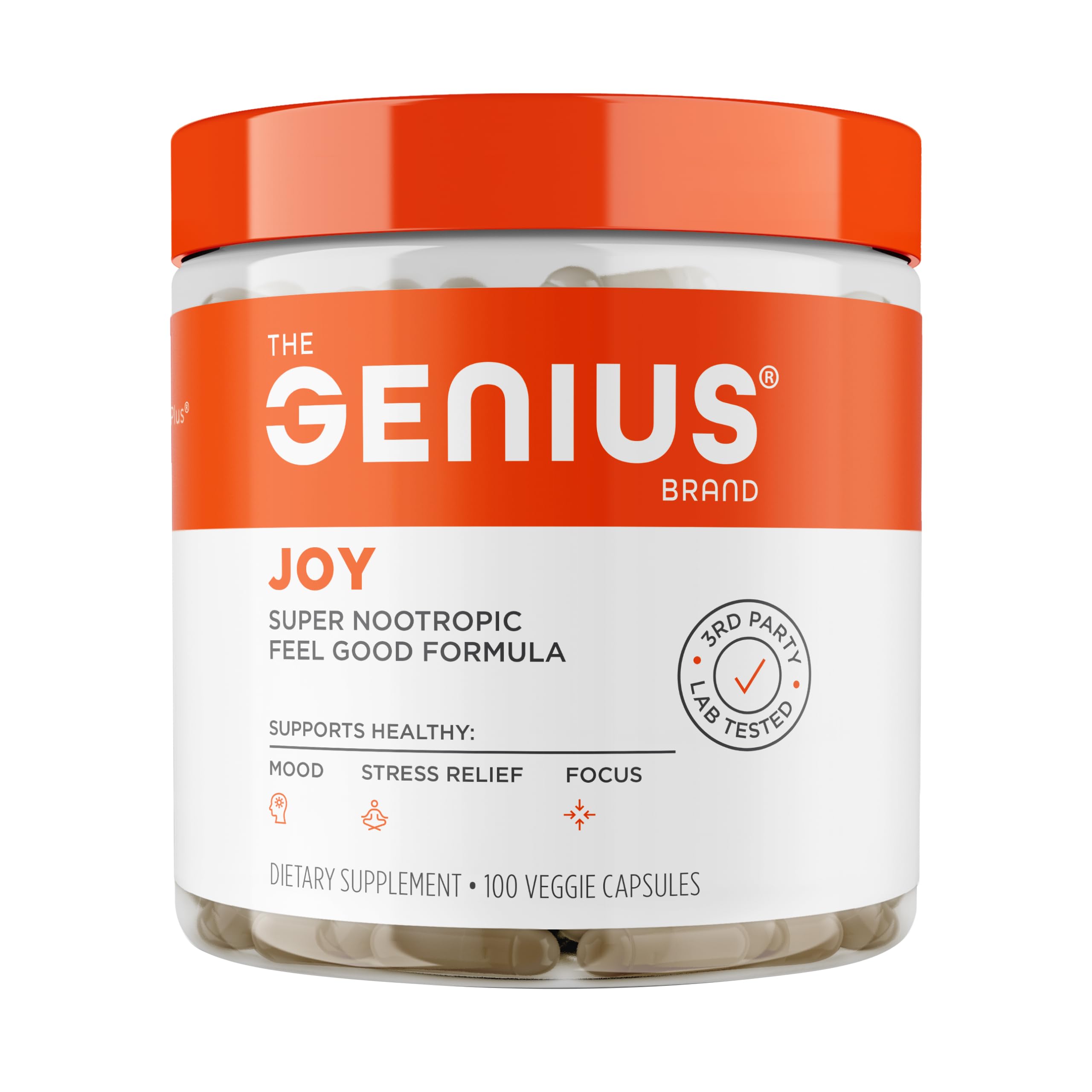 Genius Joy, Nootropic Mood Enhancer Supplement - Support Cognitive Health, Enhance Mood & Neural Function with Brain Boosting L-Theanine, Panax Ginseng & SAM-e - Organic, Non-GMO, & Gluten-Free The Genius Brand uk supplements