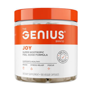 Genius Joy, Nootropic Mood Enhancer Supplement - Support Cognitive Health, Enhance Mood & Neural Function with Brain Boosting L-Theanine, Panax Ginseng & SAM-e - Organic, Non-GMO, & Gluten-Free The Genius Brand uk supplements