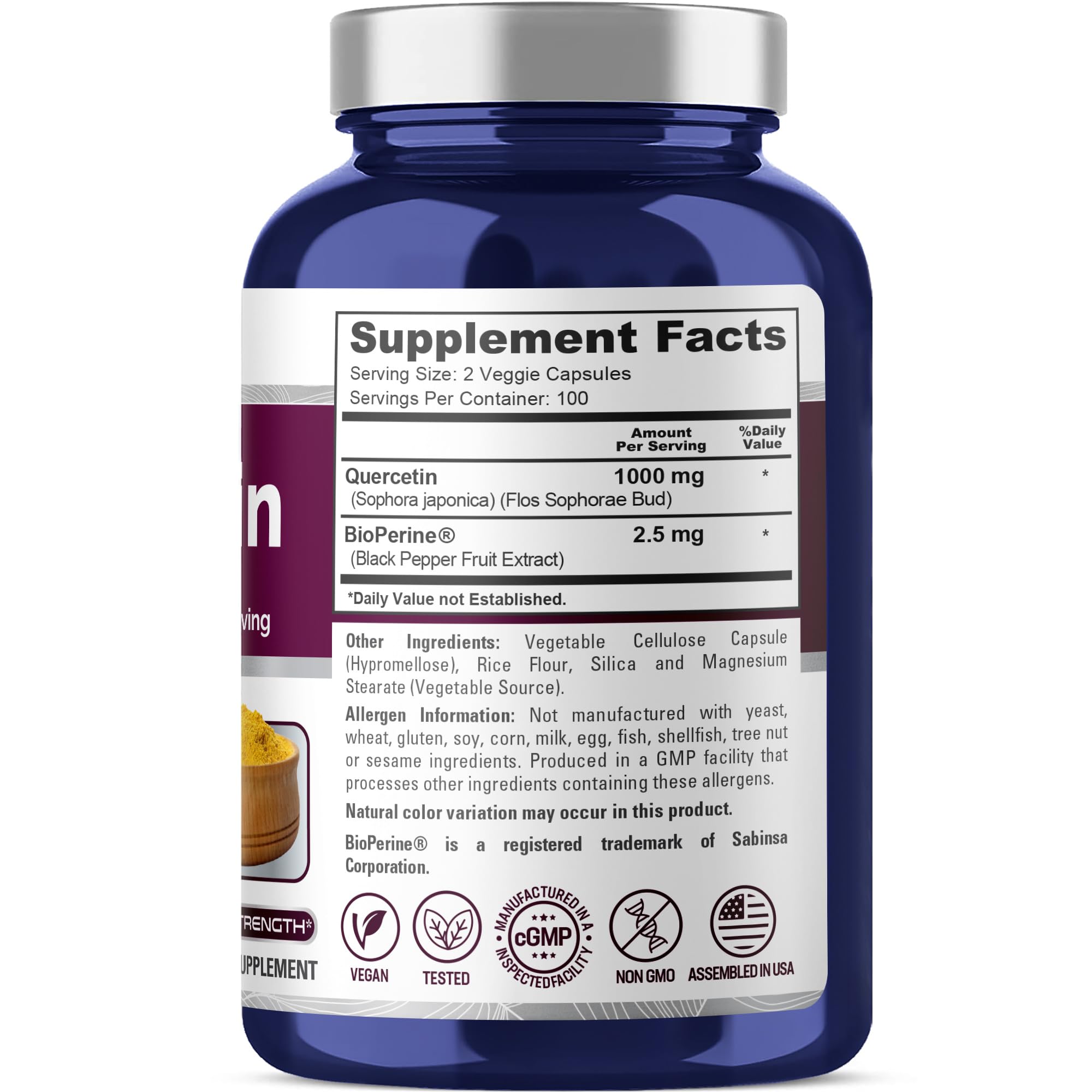 NusaPure Quercetin - Suitable for Vegetarian/Vegan, Non - GMO - 1000 mg - 200 Capsules NusaPure uk supplements