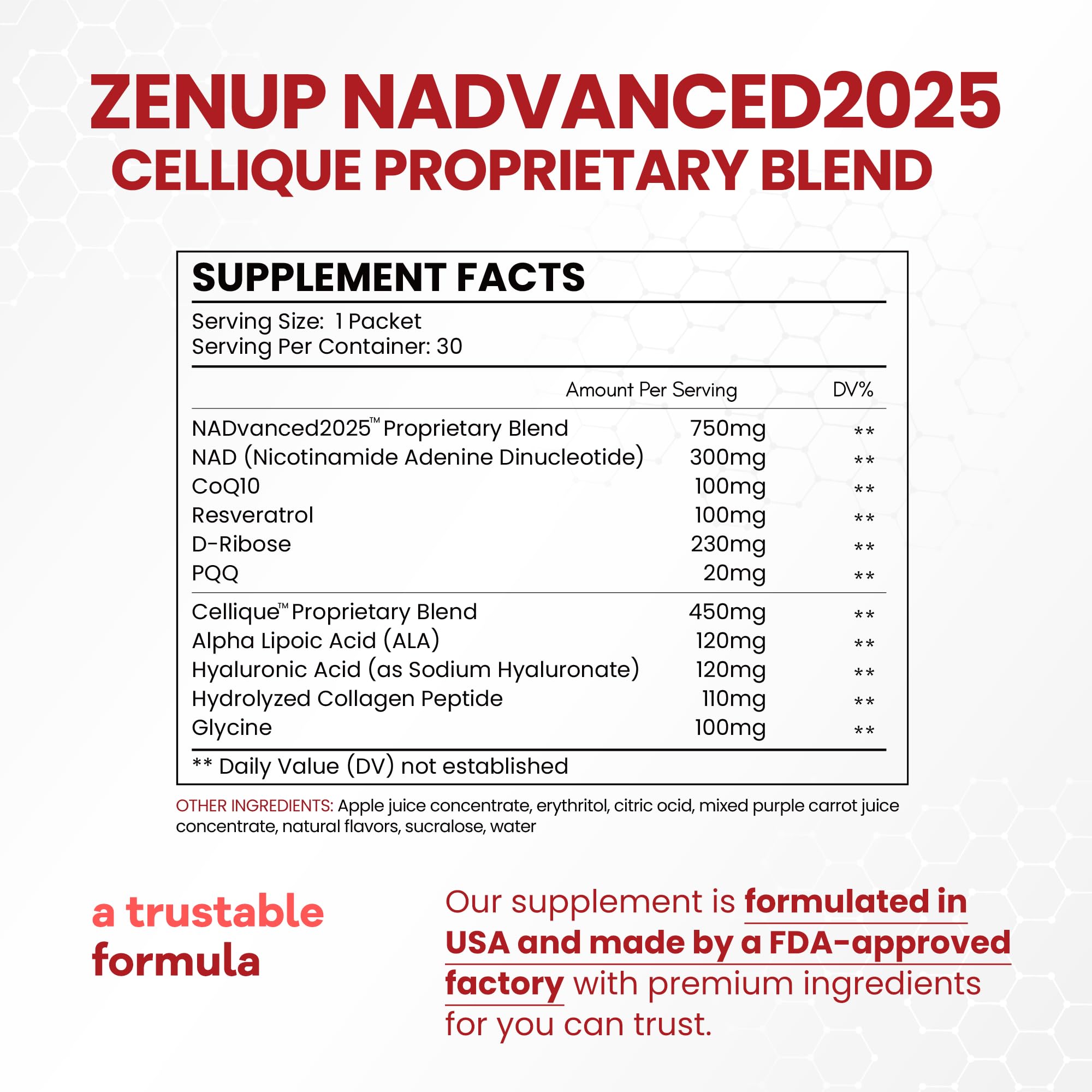 ZenUP Liquid NAD, Extra Strength 1,200mg NAD+ Supplement with CoQ10, Resveratrol, D-Ribose & PQQ for Men & Women, Natural NAD+ Stick for Anti-Aging, Energy, Focus - 30 Packets ZenUP uk supplements