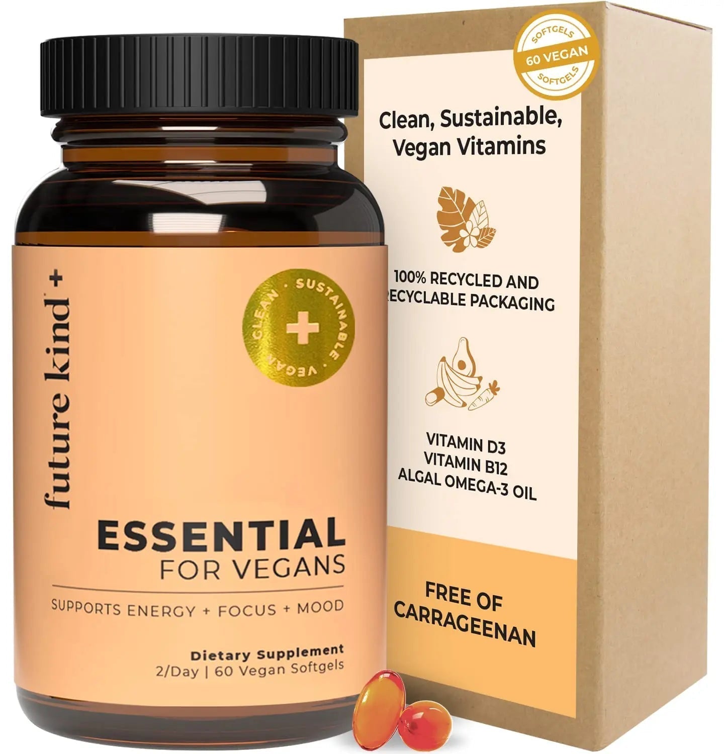 Future Kind 3 in 1 Daily Multivitamin - for Energy, Clarity, Active Wellness Support with B12, D3, and Algal Omega-3 - Essential Vegan Multivitamin for Women & Men Future Kind uk supplements