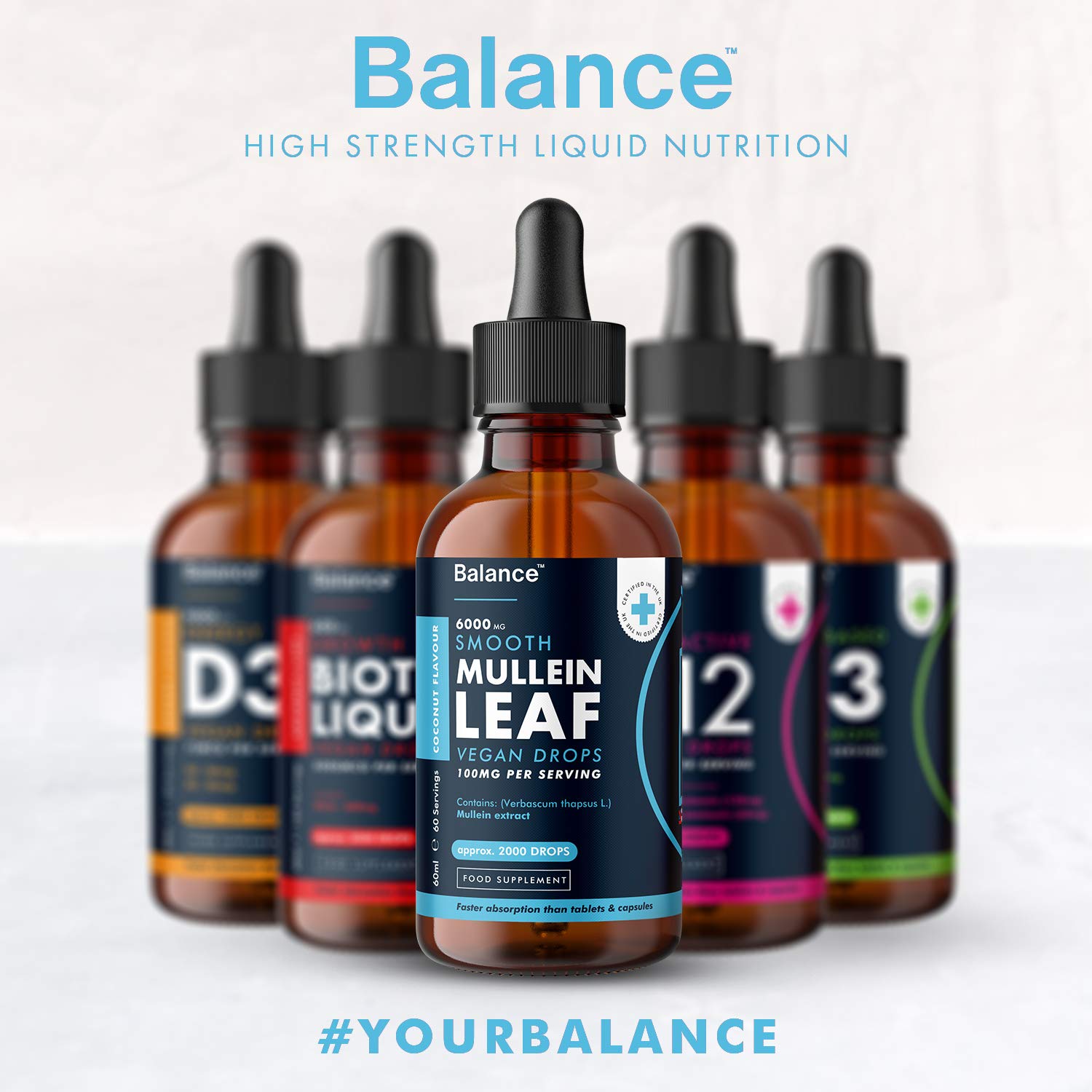 Balance Mullein Leaf Liquid Drops - 60ml for 2 Month Supply - High Strength - Vegan Balance uk supplements