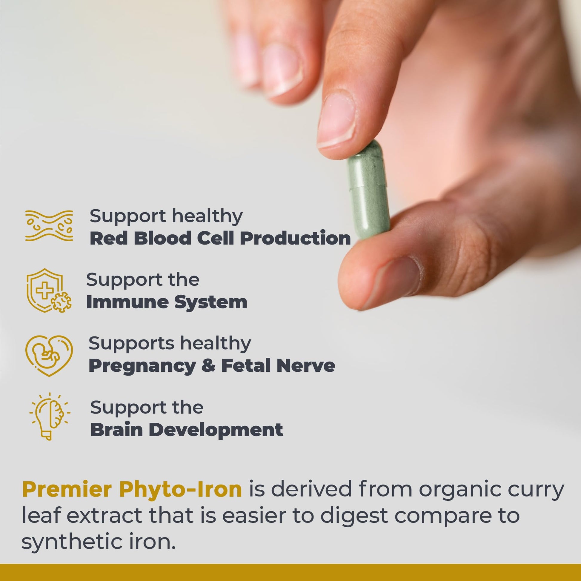 Premier Research Labs Phyto-Iron - Plant Based Iron for Men & Women for Blood Support, Curry Leaves Supplement, Iron Supplements, Non-Heme Iron, 18mg Iron Per Serving - 120 Vegetarian Capsules Premier Research Labs uk supplements