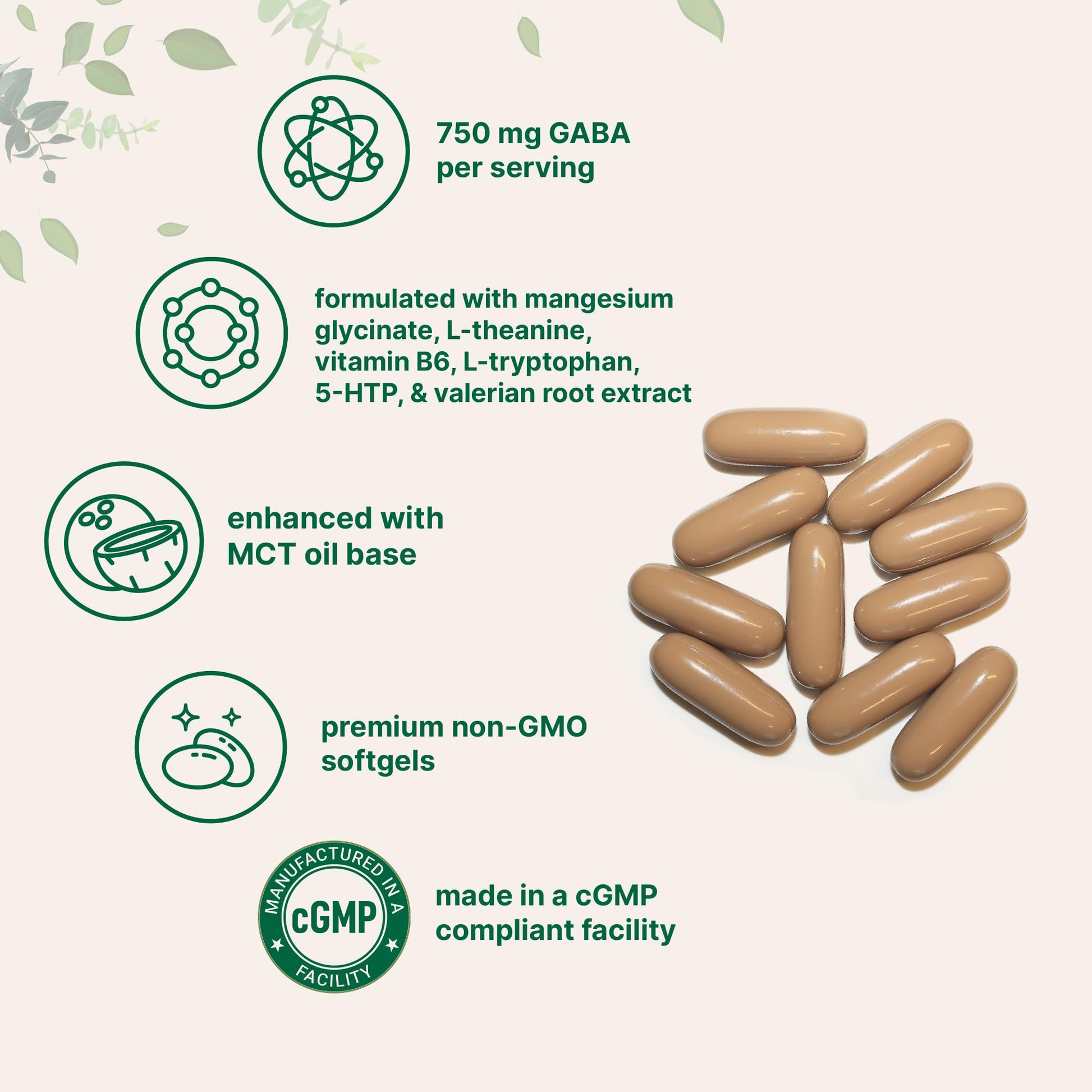 Micro Ingredients GABA 750 mg with MCT Oil, 300 Softgels | Gamma Aminobutyric Acid with Vitamin B6, 5-HTP, L-Theanine, L-Tryptophan & Magnesium Glycinate | Non-GMO, cGMP Manufactured Micro Ingredients uk supplements