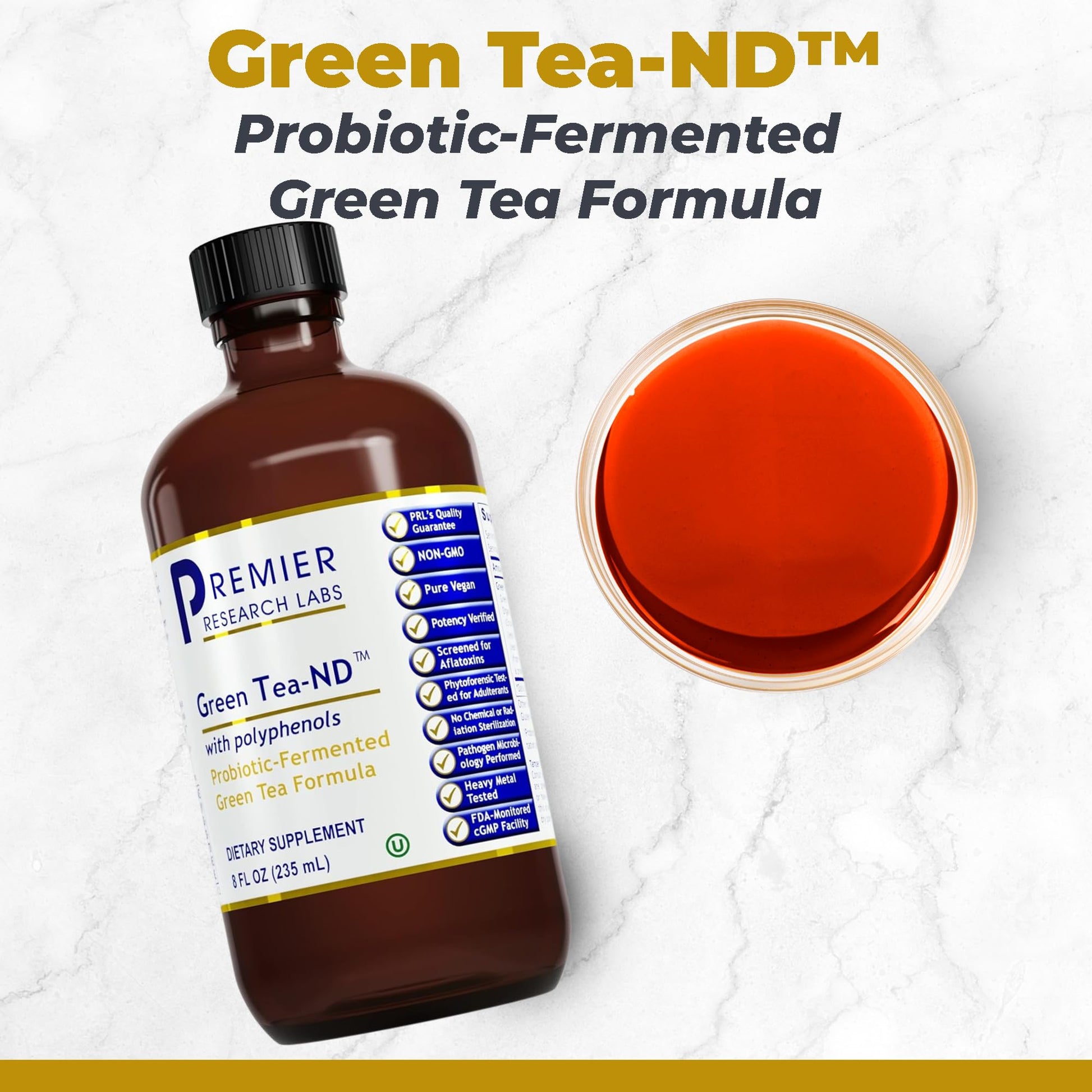 Premier Research Labs Green Tea-ND - Probiotic Fermented Green Tea Extract Supplement with ECGC, Camellia Sinensis Liquid, Supplement Drops for Adults, Vegan Friendly - 8 Fl Oz Bottle Premier Research Labs uk supplements