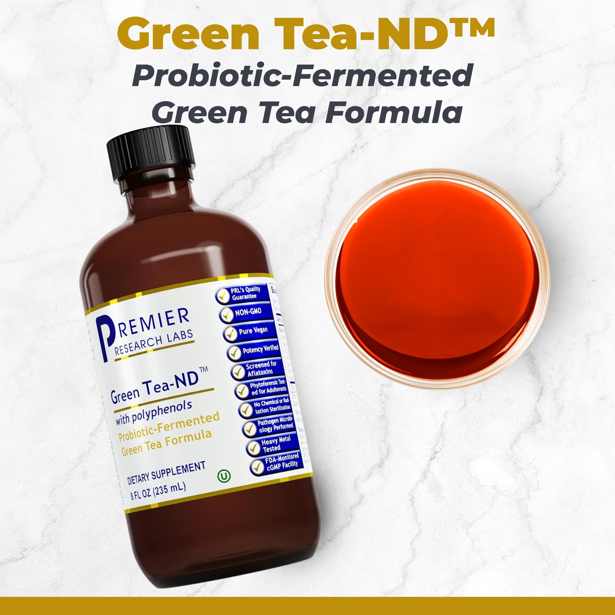 Premier Research Labs Green Tea-ND - Probiotic Fermented Green Tea Extract Supplement with ECGC, Camellia Sinensis Liquid, Supplement Drops for Adults, Vegan Friendly - 8 Fl Oz Bottle Premier Research Labs uk supplements