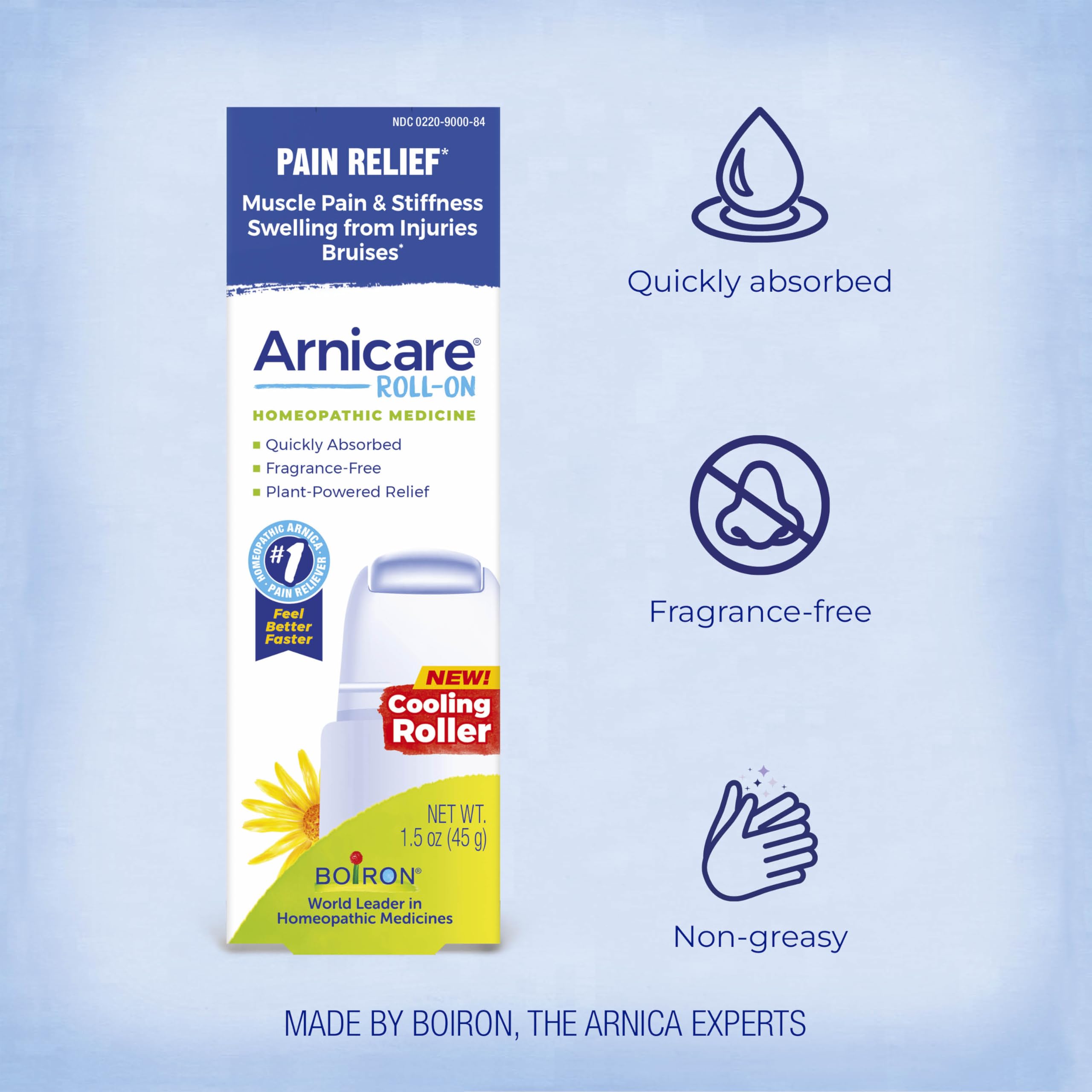 Boiron Arnicare Roll-On for Relief of Joint Pain, Muscle Pain, Muscle Soreness, and Swelling from Bruises or Injury - Cooling Metal Roller and Fragrance-Free - 1.5 oz Boiron uk supplements