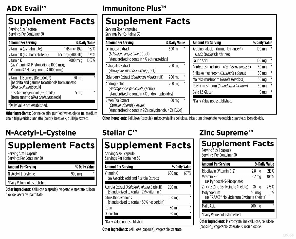 Designs for Health Immune Support Packets - One Month Supply with Immunitone Plus Mushroom Complex, Herbs, NAC, Vitamin D + K, Zinc, and Vitamin C (30 Packets) Designs for Health uk supplements