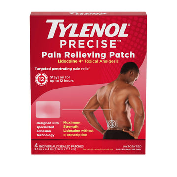 Tylenol Precise Pain Relieving Patches, Large Topical Analgesic Patches + Maximum OTC Strength Lidocaine Penetrates, Targeted Relief Ideal for Shoulder, Back & Knee Pain, Unscented, 4 ct Tylenol uk supplements