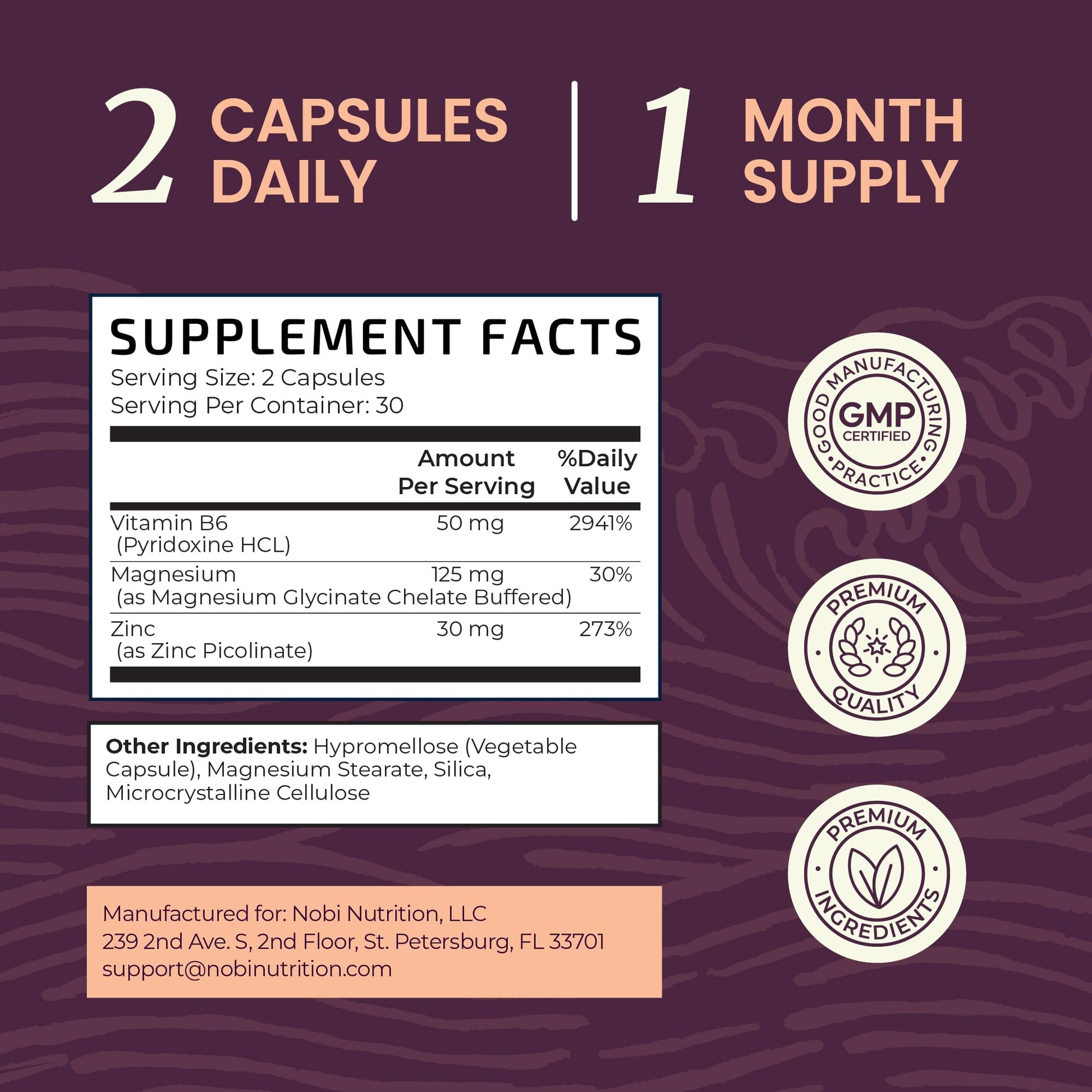 Zinc and Magnesium Supplement with Vitamin B6 | Women’s Hormone Balance, Menstrual Cycle & Immune Support | High Absorption Chelated Magnesium Glycinate with Zinc Picolinate and VIT B6 | 60 Ct Nobi Nutrition uk supplements