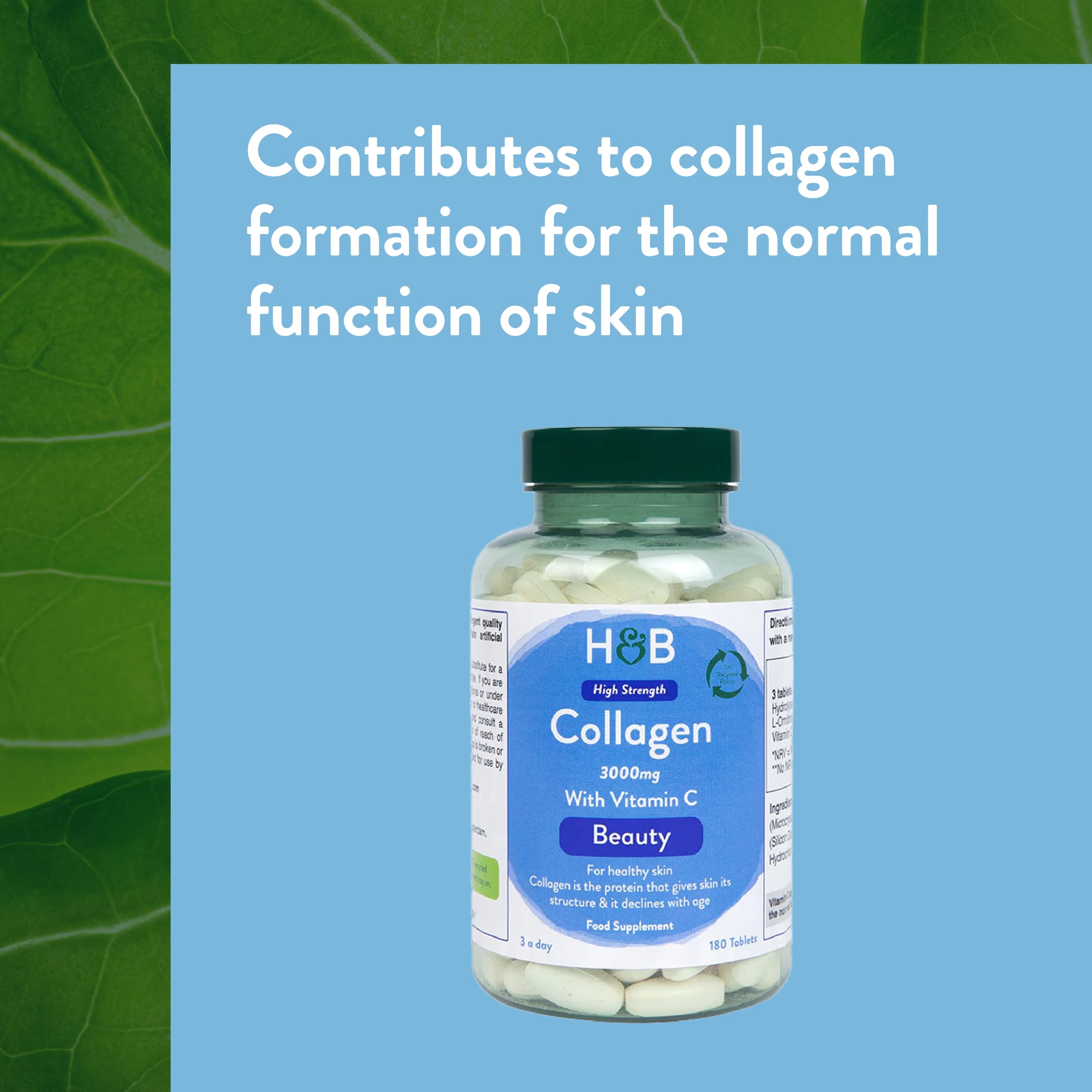 Holland & Barrett Bovine Collagen Tablet 3000mg - Type I Collagen Peptides - Hydrolysed Collagen with Vitamin C - Hair, Skin & Nails Holland & Barrett uk supplements
