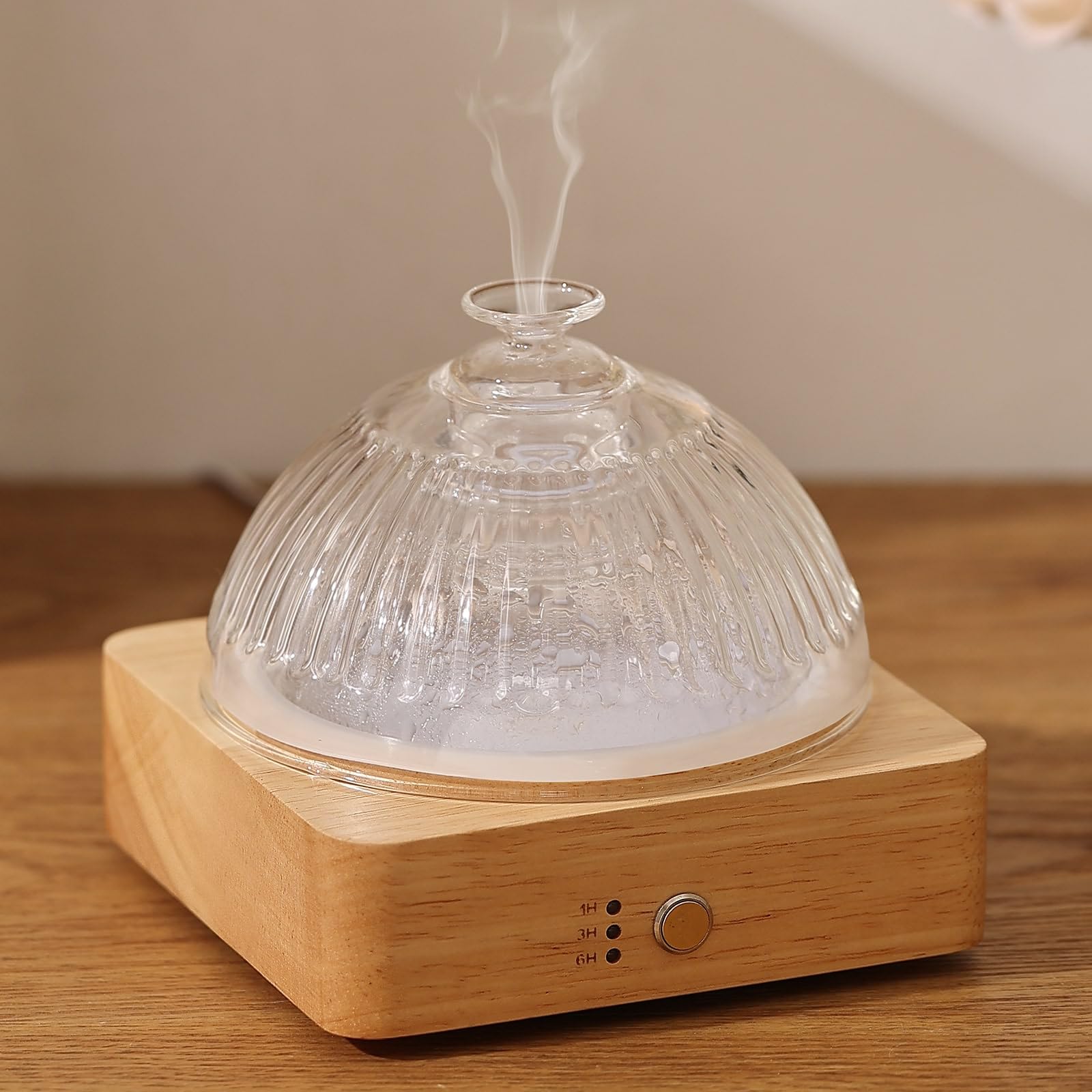 Lecdura Glass Essential Oil Diffuser with Glass Reservoir & Wood Base - Plastic Free, 200ml Lock Lecdura uk supplements
