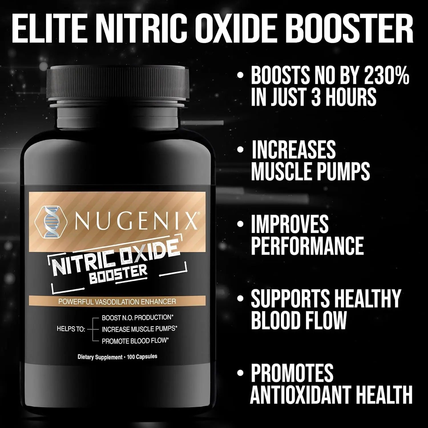 Nugenix Nitric Oxide Booster Supplement - Nitric Oxide Flow, L-Arginine, L-Citrulline, Pine Bark Extract - Vasodilator - 100 Capsules Nugenix uk supplements
