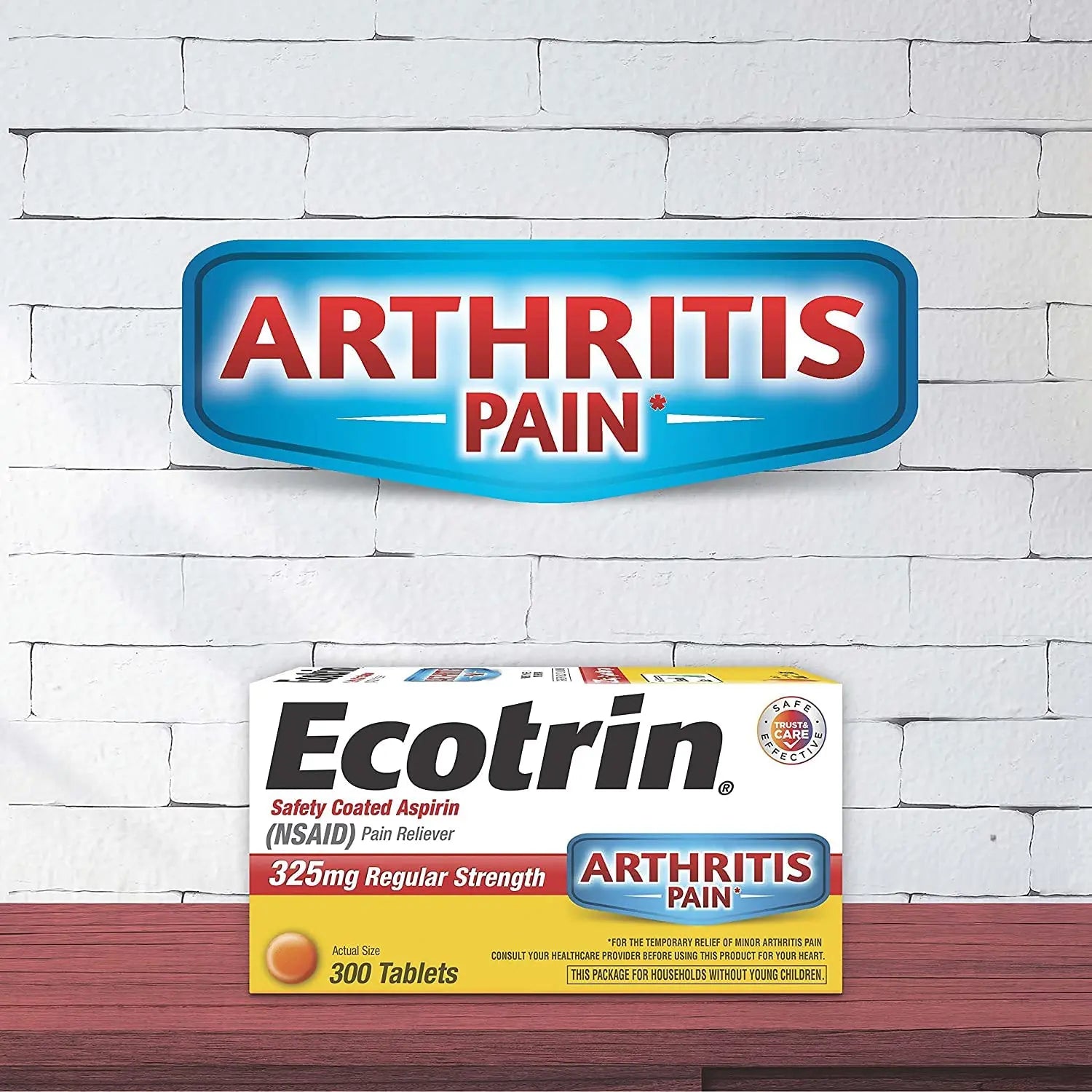Ecotrin Safety Coated Aspirin Arthritis Pain Reliever Tablets, Regular Strength, NSAID 325 mg, 125 ct (Pack of 2) Ecotrin uk supplements