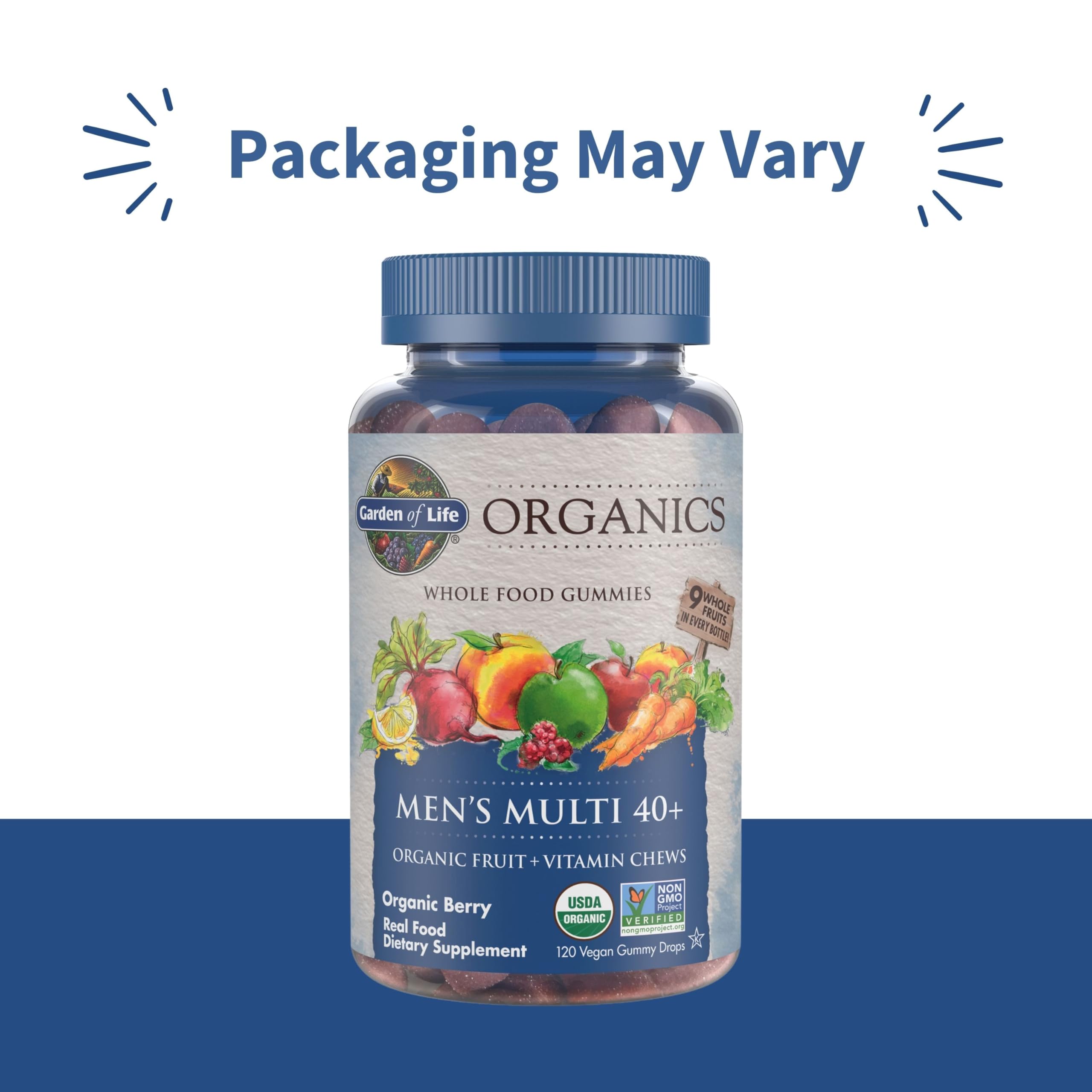 Garden of Life Organics Men 40+ Gummy Vitamins - Berry - Certified Organic, Non-GMO, Vegan, Kosher Complete Multi Garden of Life uk supplements