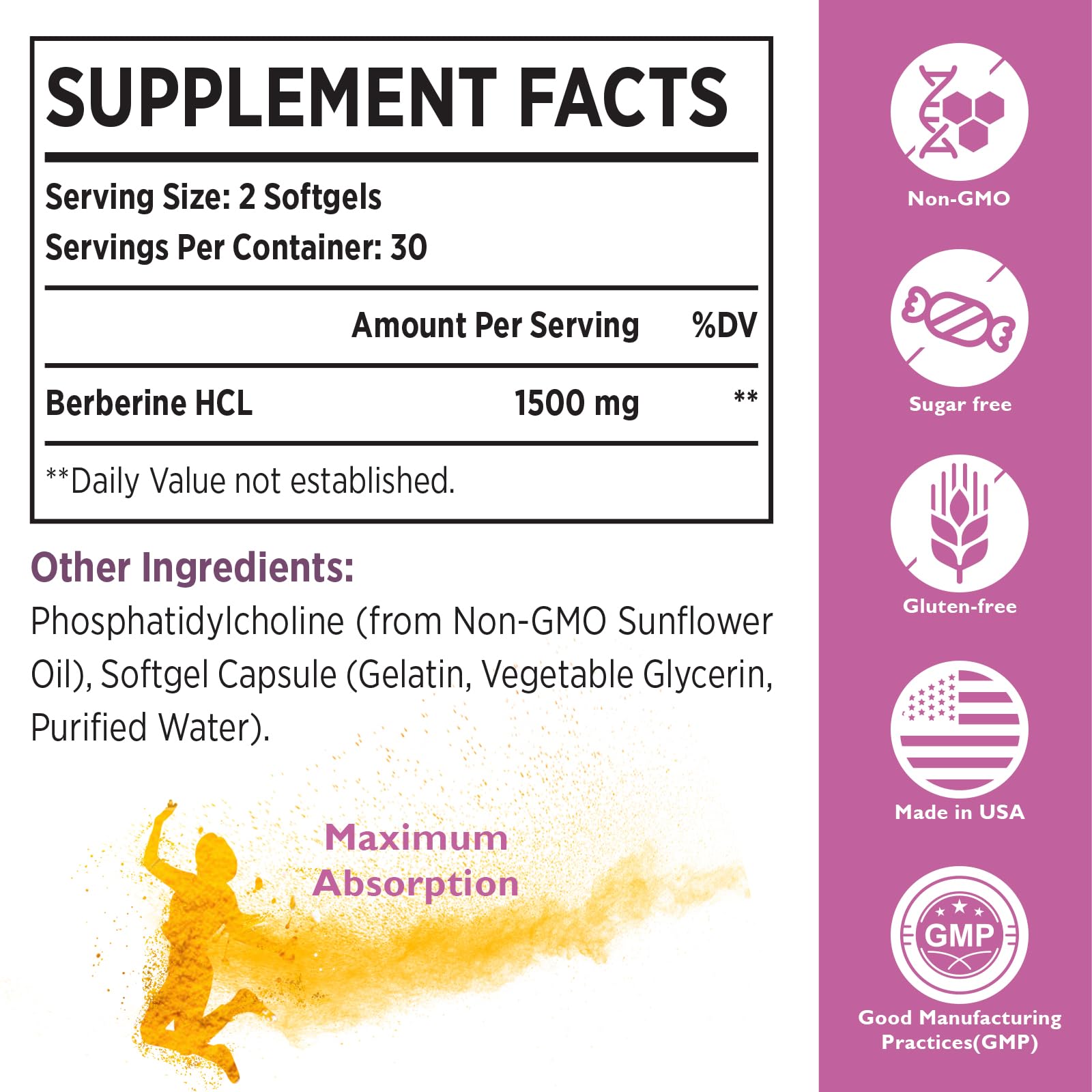 Liposomal Berberine Supplement 1500mg - High Bioavailability Berberine HCL Capsules KoNefancy uk supplements