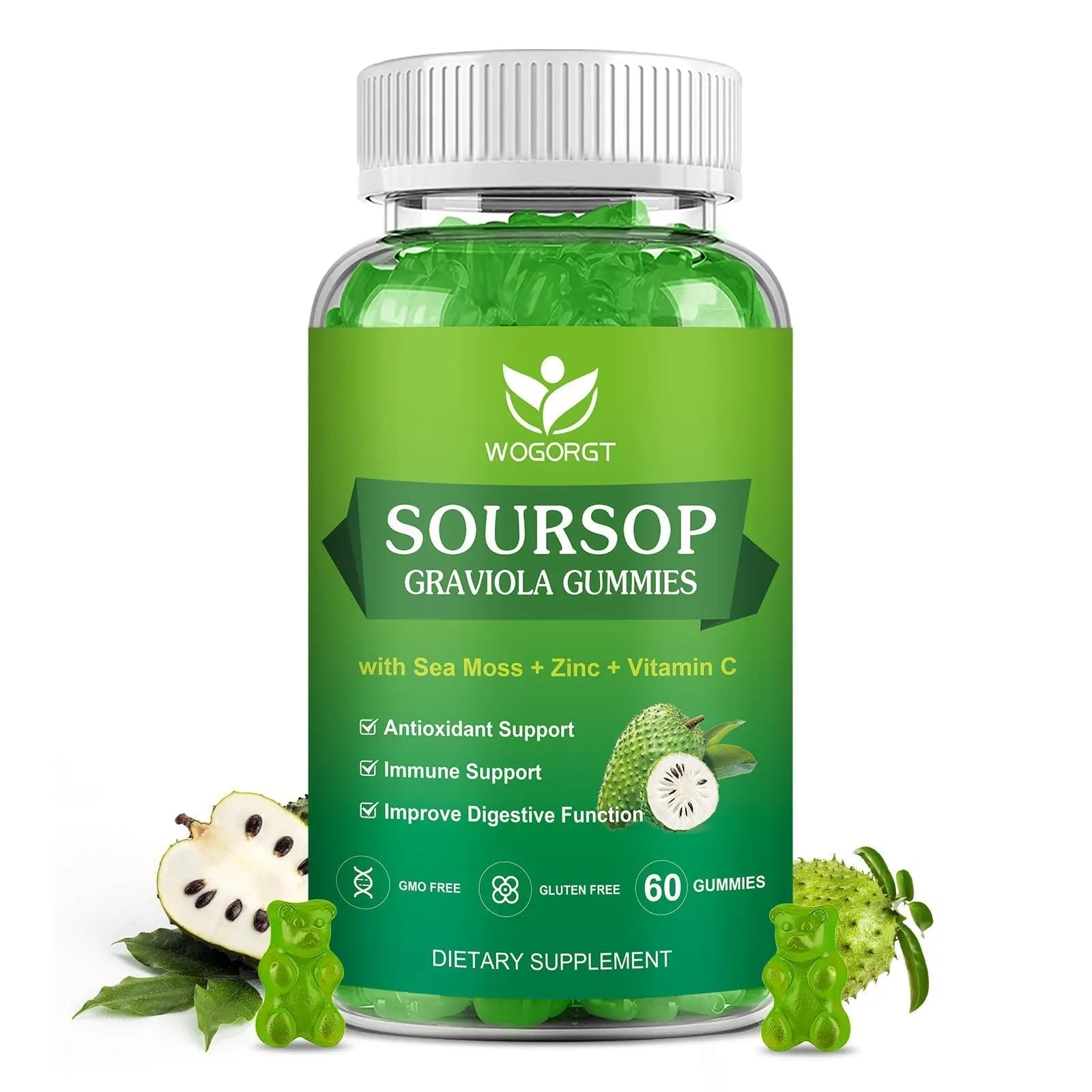 WOGORGT Soursop Graviola Gummies - Soursop Multivitamin Gummies with 200mg Sea Moss Extract for Antioxidant WOGORGT uk supplements