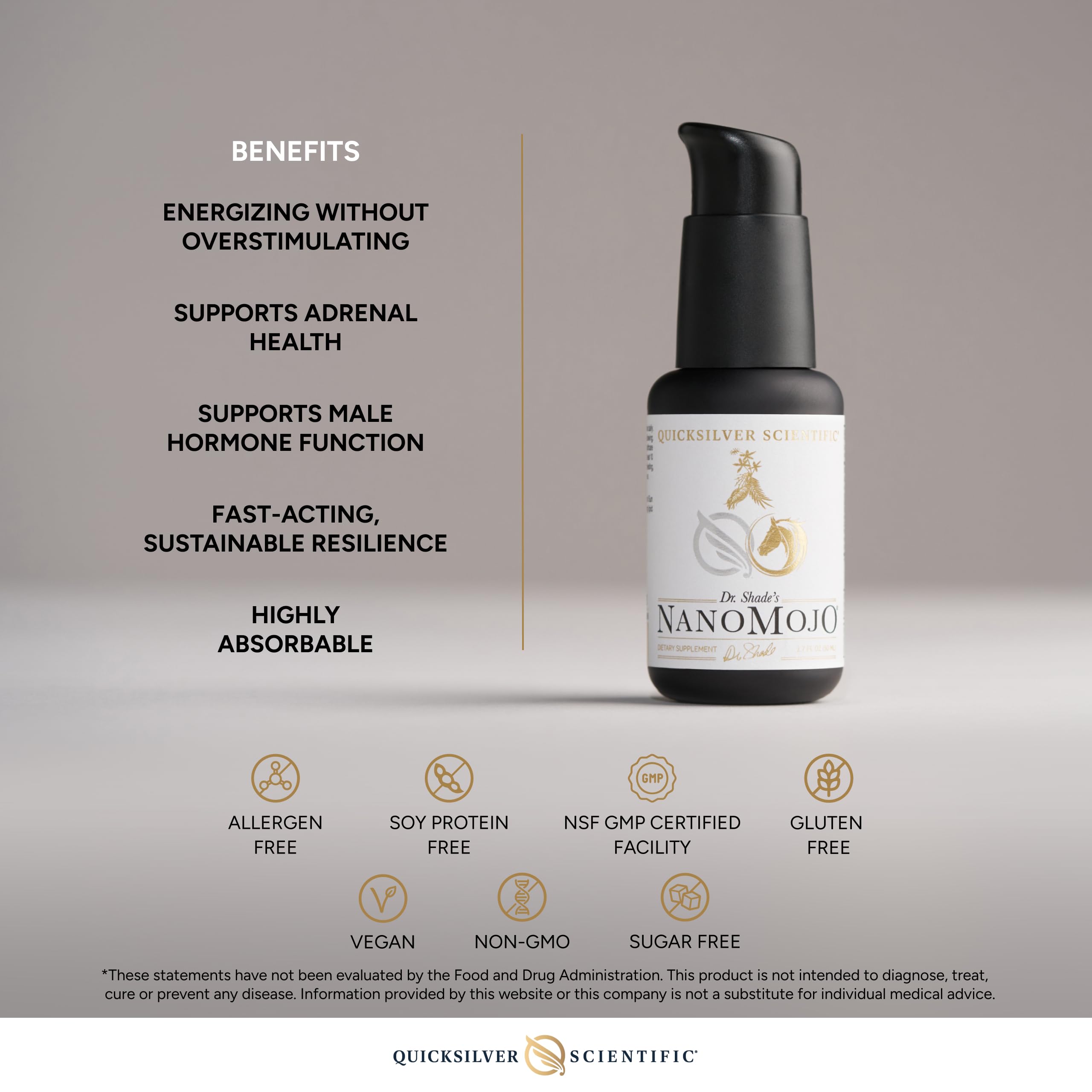 Quicksilver Scientific NanoMojo - Male-Specific Endurance Elixir & Energy Boost Support - 19 Herbs Including Epimedium for Men, Rhodiola Extract, Herbal Ginseng, and Adaptogenic Herbs (1.7oz / 50ml) Quicksilver Scientific uk supplements