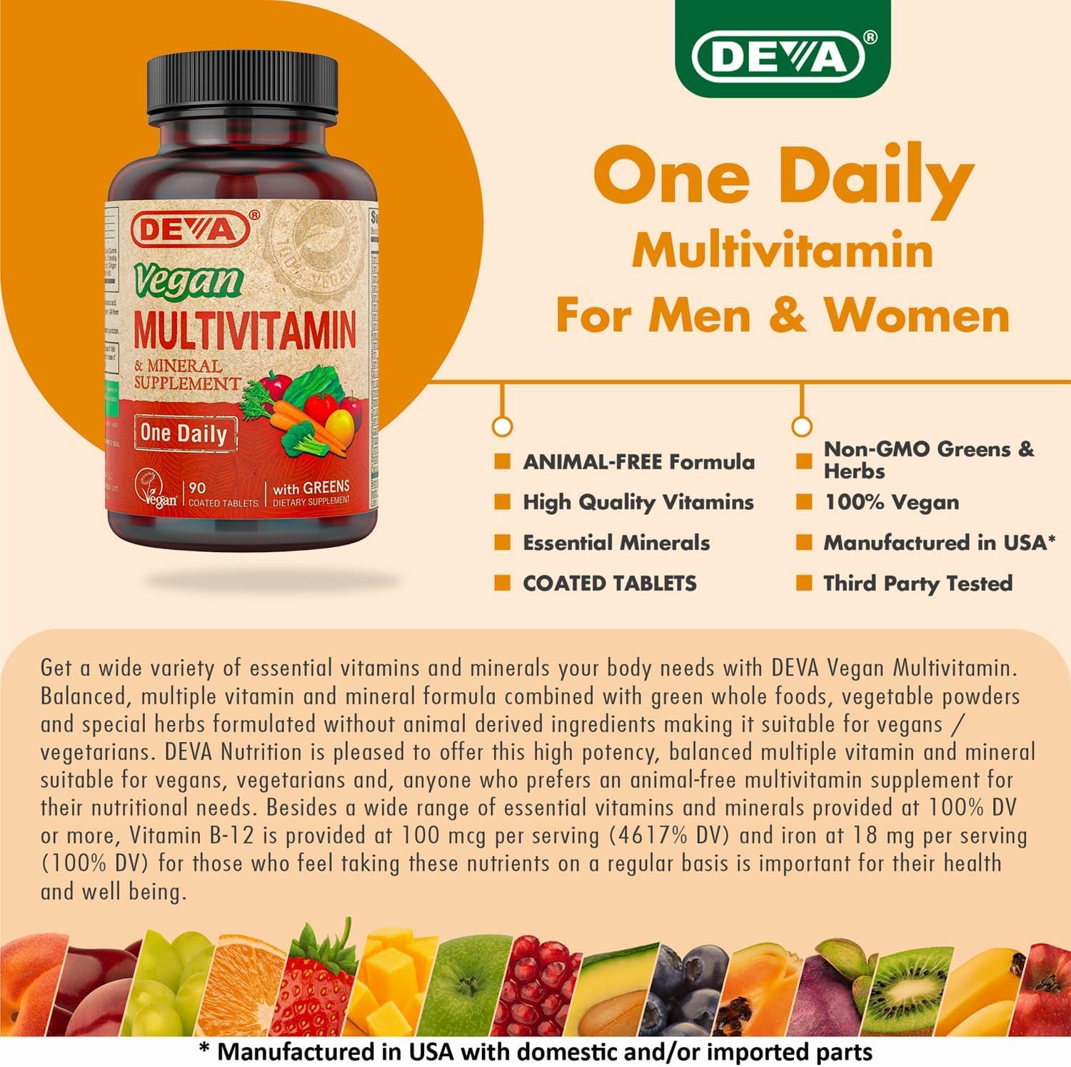 DEVA Vegan Multivitamin & Mineral Supplement with Iron 2-Pack, Spirulina, Chlorella, Ashwagandha, Broccoli & More, 90 Coated Tablets Each DEVA uk supplements