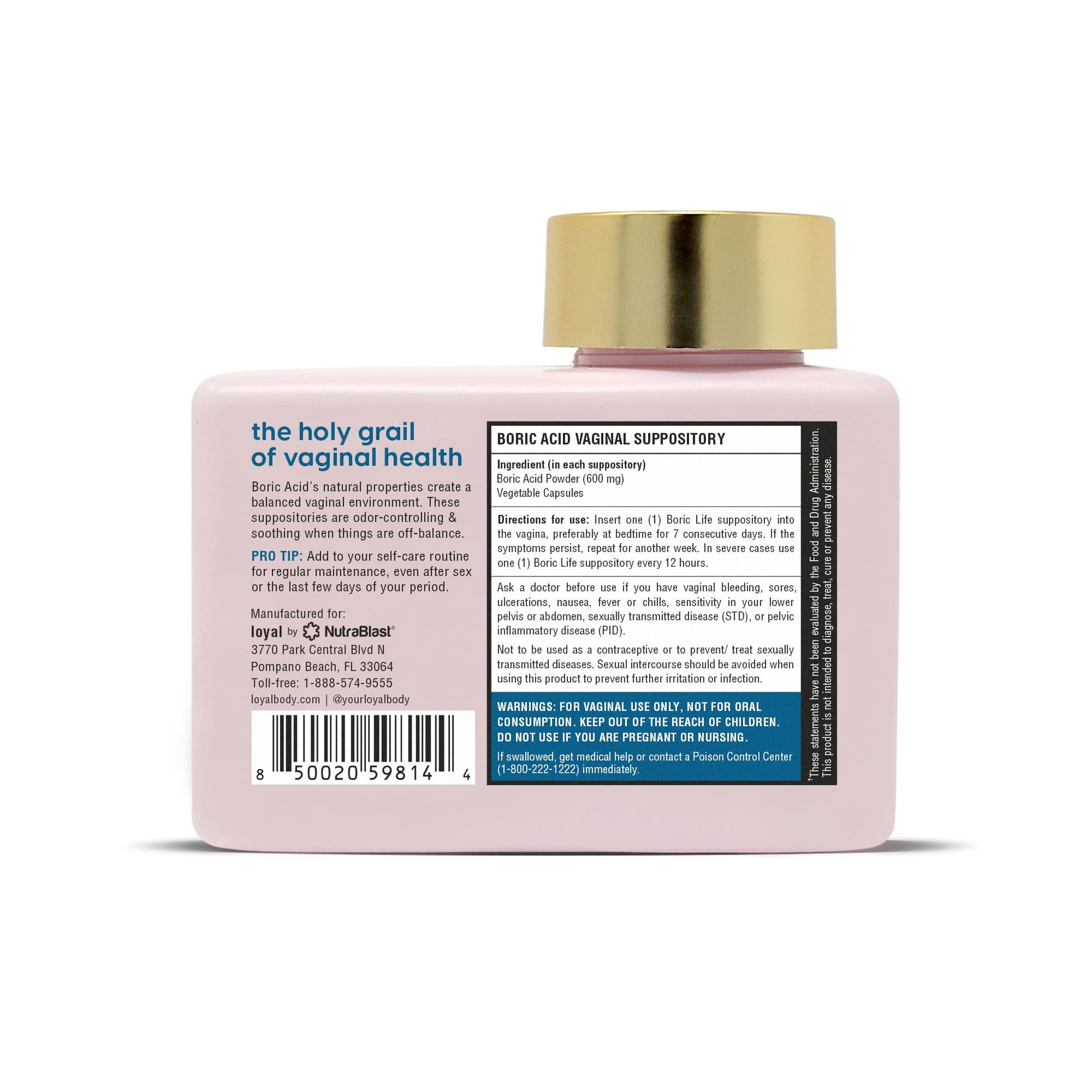 Loyal Boric Life - Boric Acid Suppositories - 600mg - Supports Odor Control - Promotes Balance - Soothes Discomfort - Made in USA - 30 Count Loyal uk supplements