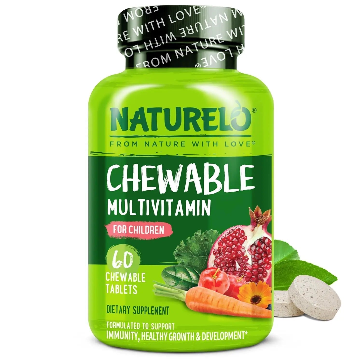 NATURELO Chewable Vitamin for Kids Multivitamin with Whole Food Organic Fruit Blend - 60 Tablets for Children NATURELO uk supplements