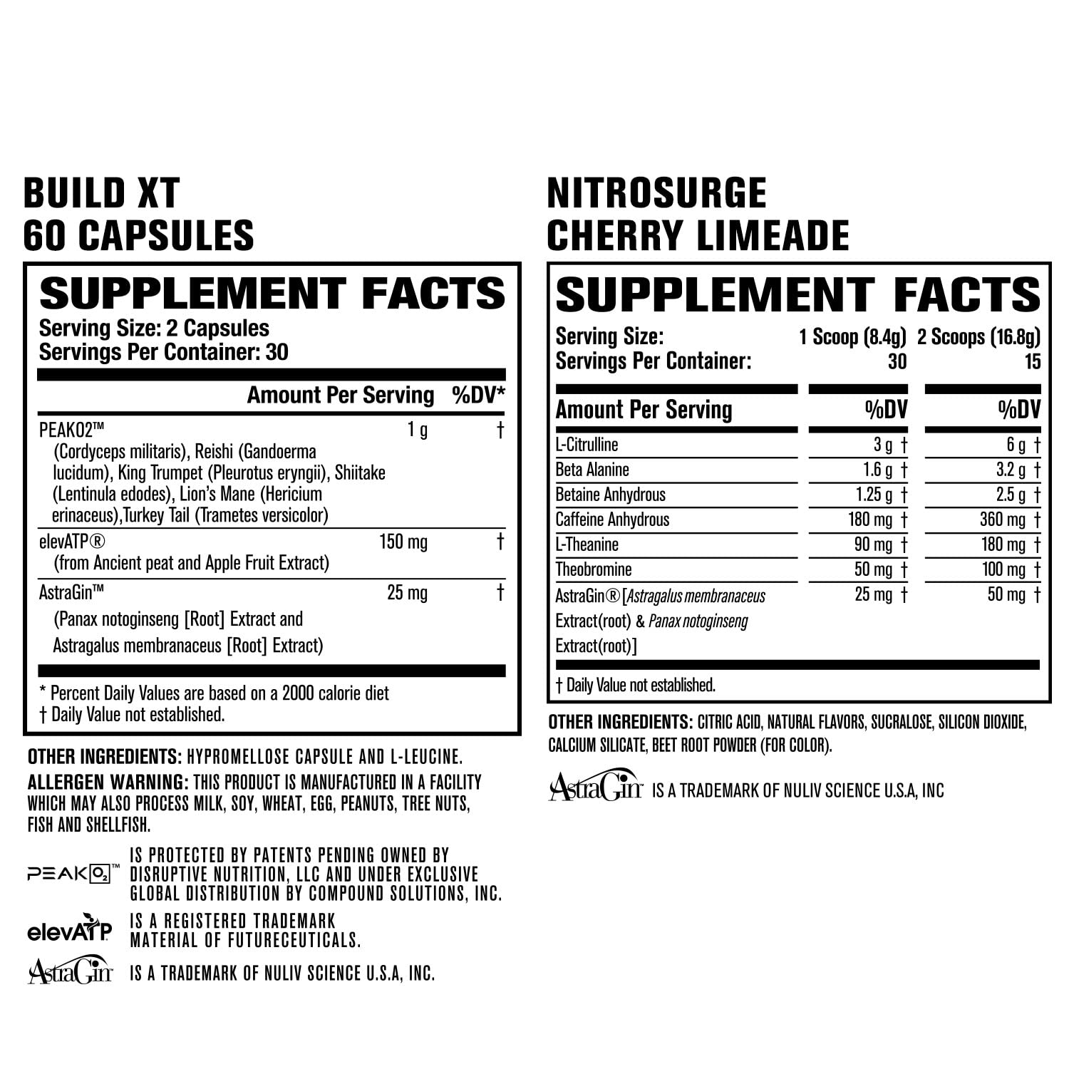 Jacked Factory Nitrosurge Pre-Workout in Cherry Limeade & Build XT Muscle Building Jacked Factory uk supplements